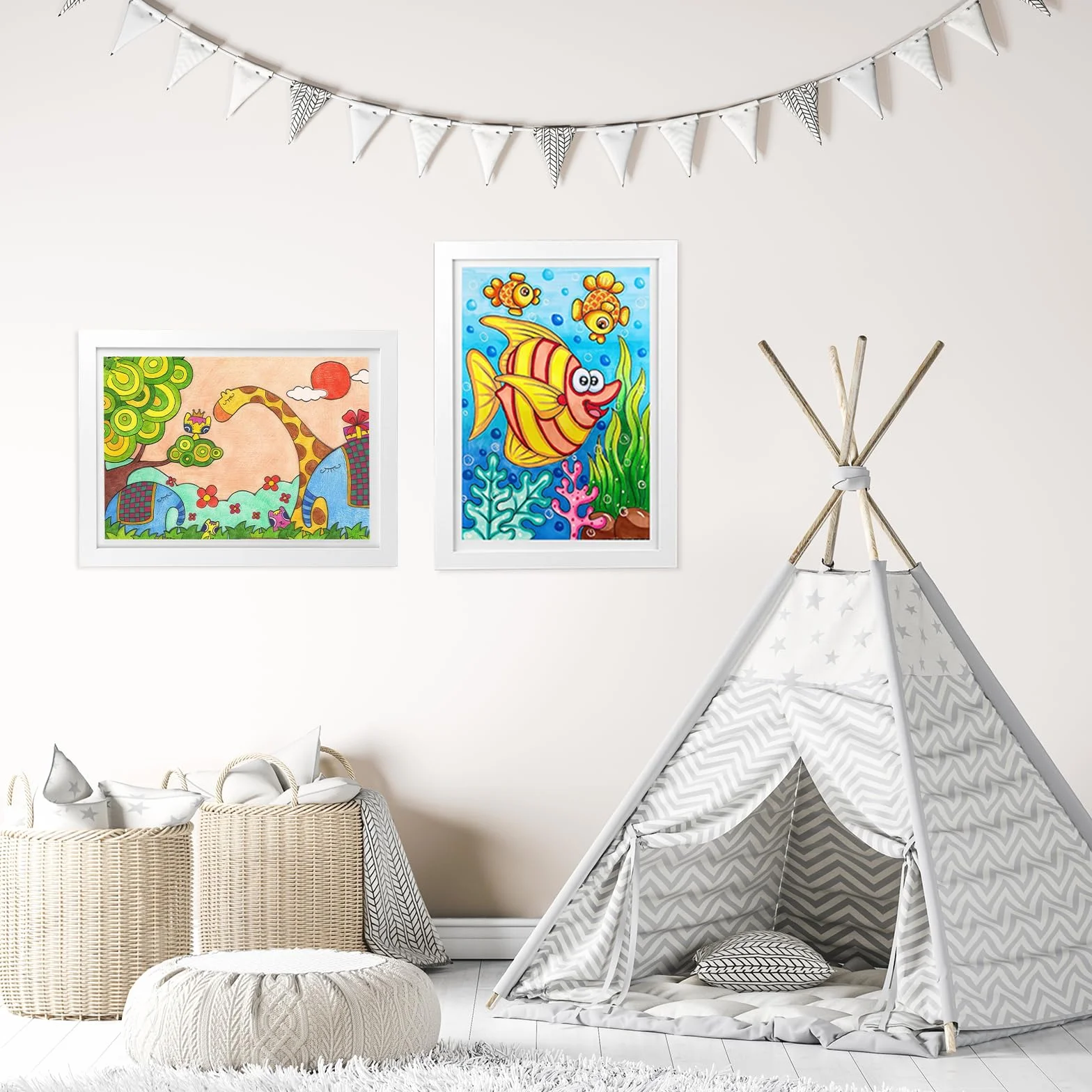 Cadres d'art pour enfants ouverture sur le devant 150 photos A4 blanc 24 x 33 cm