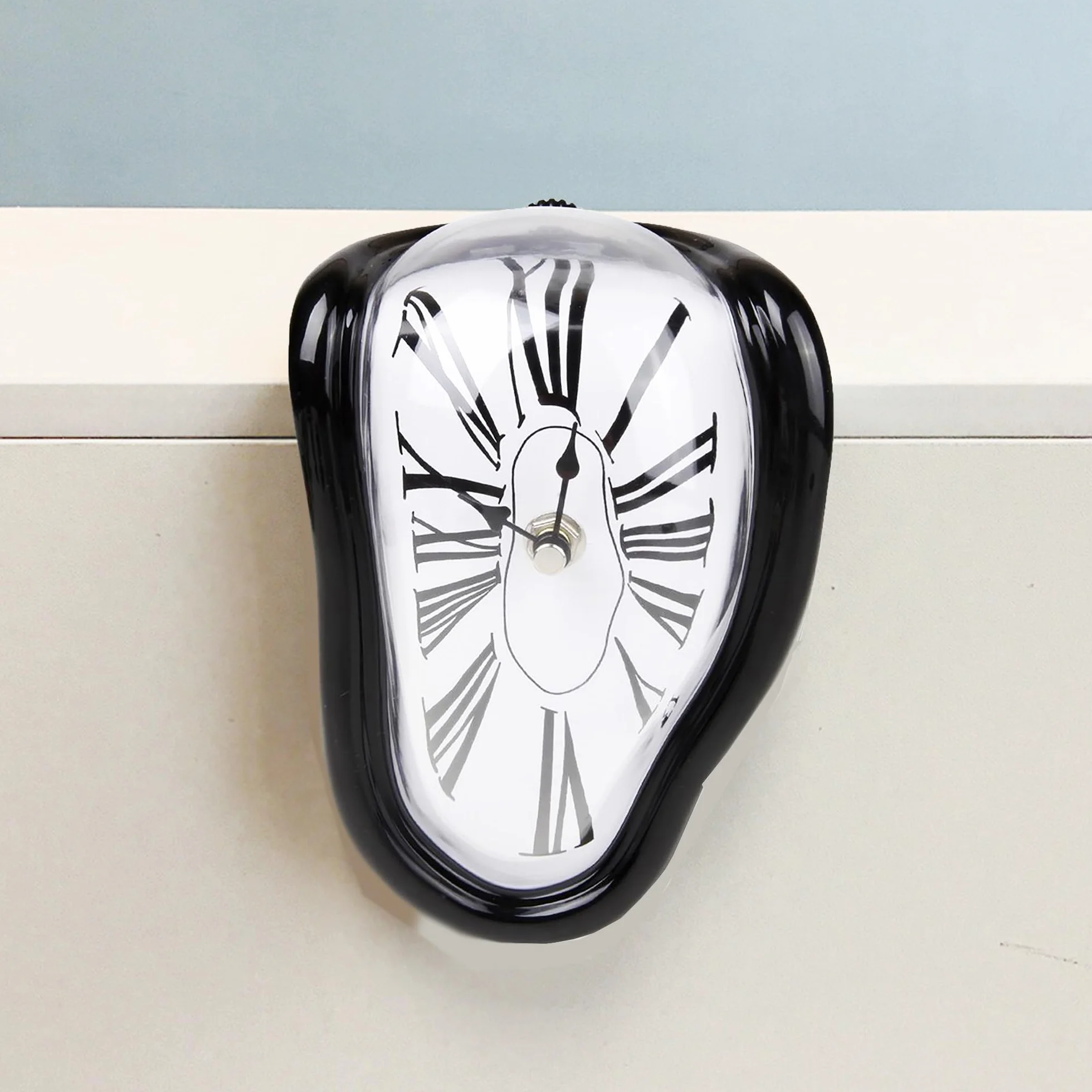 SUQ Horloge Courbe de Fusion Chiffres Romains Pendule Quartz Silencieuse Décorative