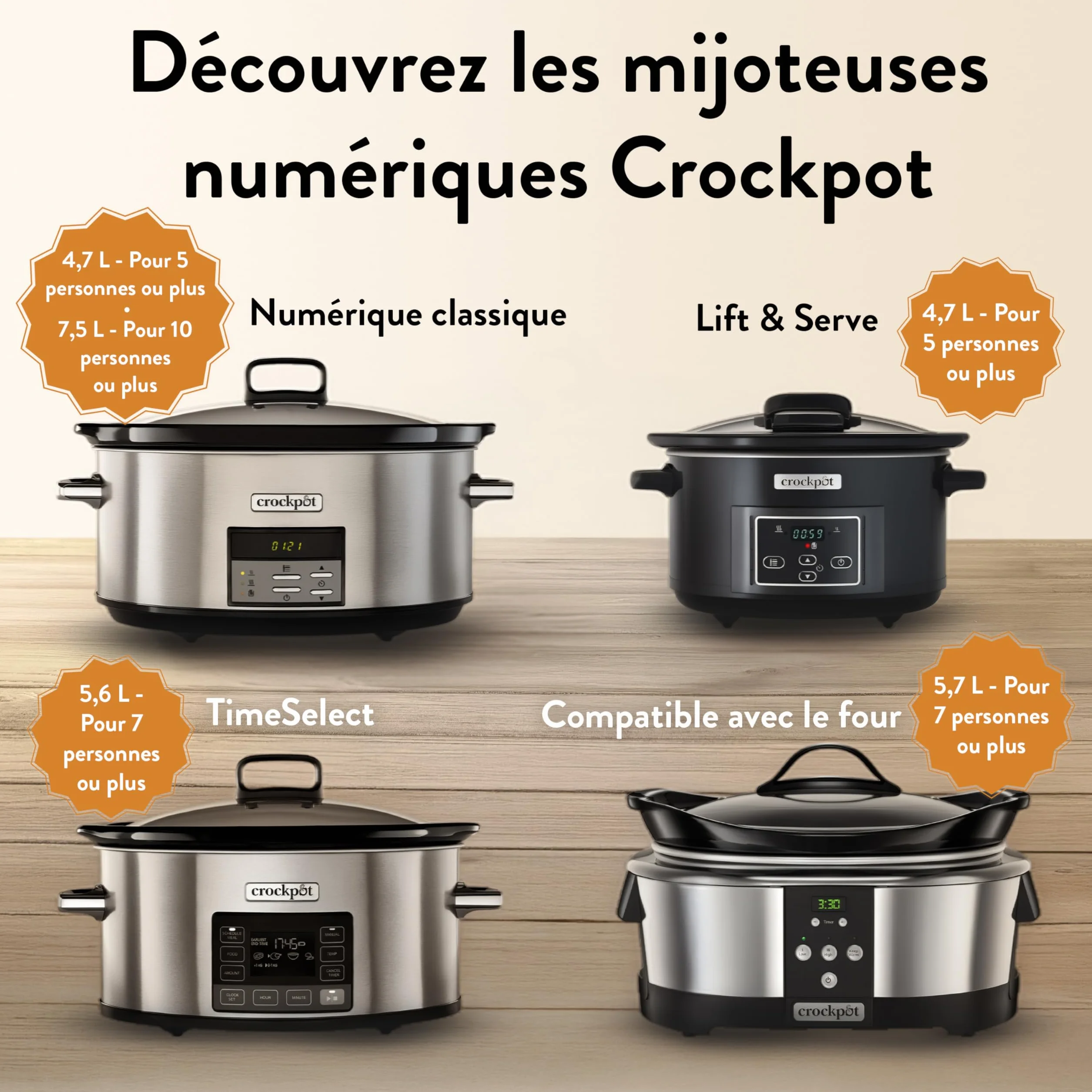 Crockpot Mijoteuse numérique 7,5 l Acier inoxydable CSC063X