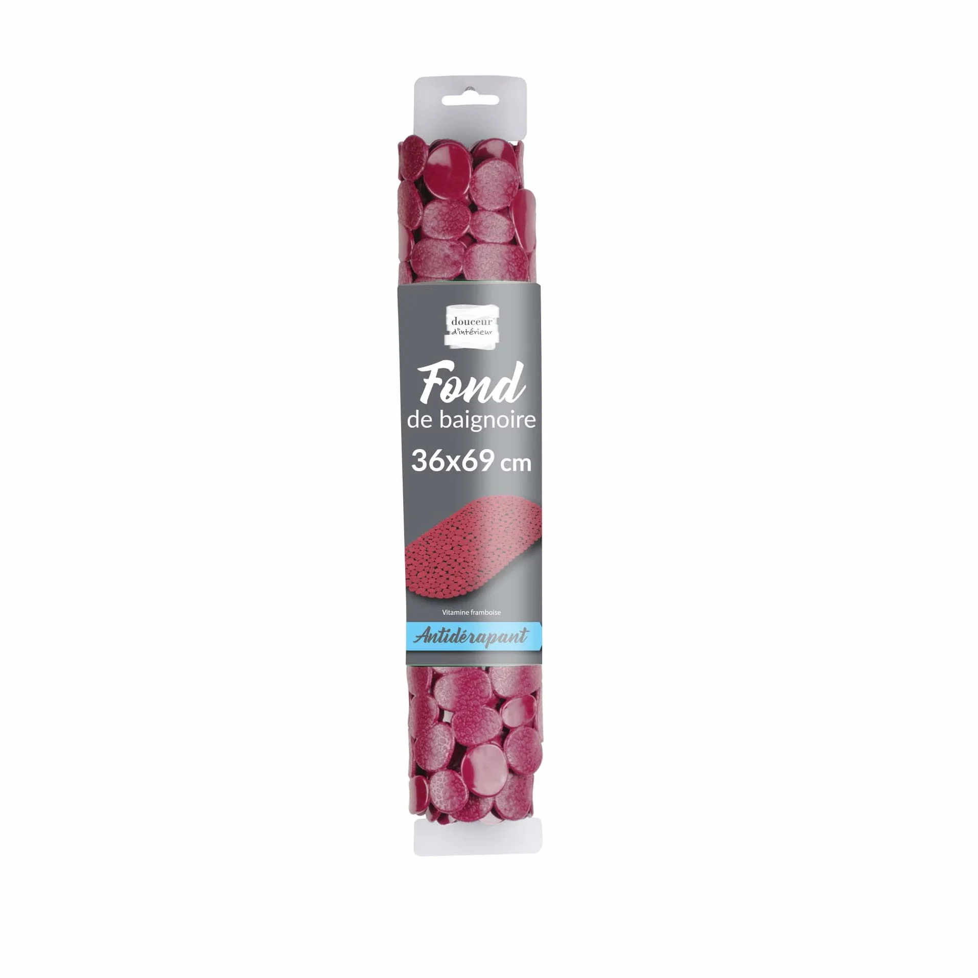 Fond de Baignoire PVC Uni 36 x 69 cm Vitamine Sdb Framboise