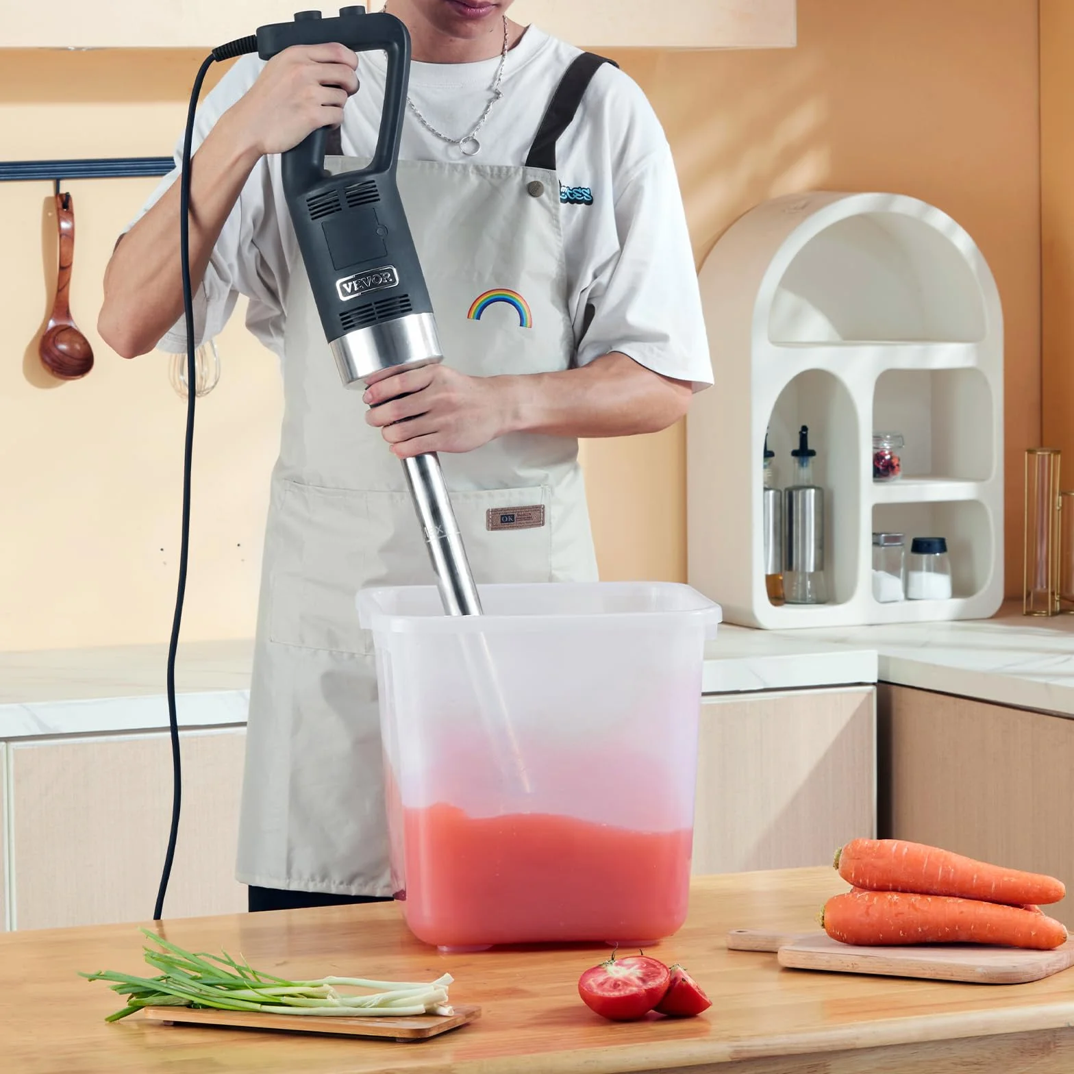 VEVOR Mixeur Plongeant 750 W Mélangeur à Main Immersion 855 mm Vitesse Variable Lame en Acier Inoxydable 304