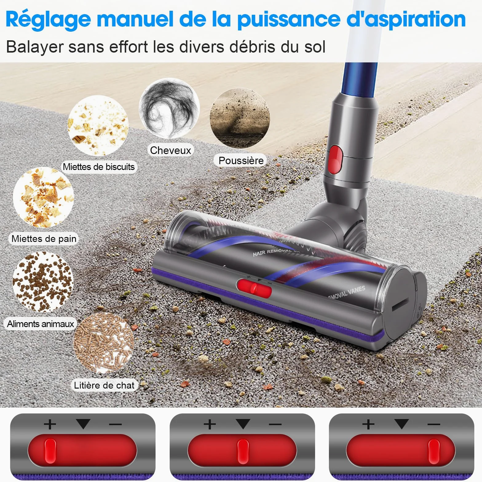 V11 Brosse High Torque pour Dyson V11 V15 V10 V8 V7 | Accessoires de Tête de Brosse, Anti-Enchevêtrement, Adaptés Aux Tapis et Aux Sols Durs