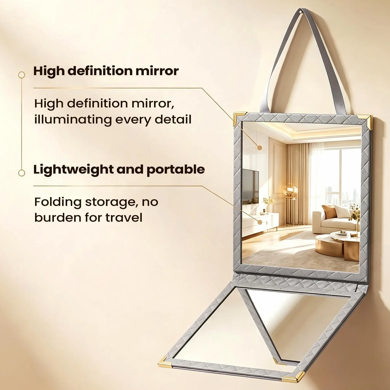 Miroir de Pleine Longueur Corps Entier Acrylique Pliable Incassable | Miroir de Garde-Robe pour Danse Scène Spectacle pour Salle de Classe Studio Scène Chambre Dressing Hôtel Camping