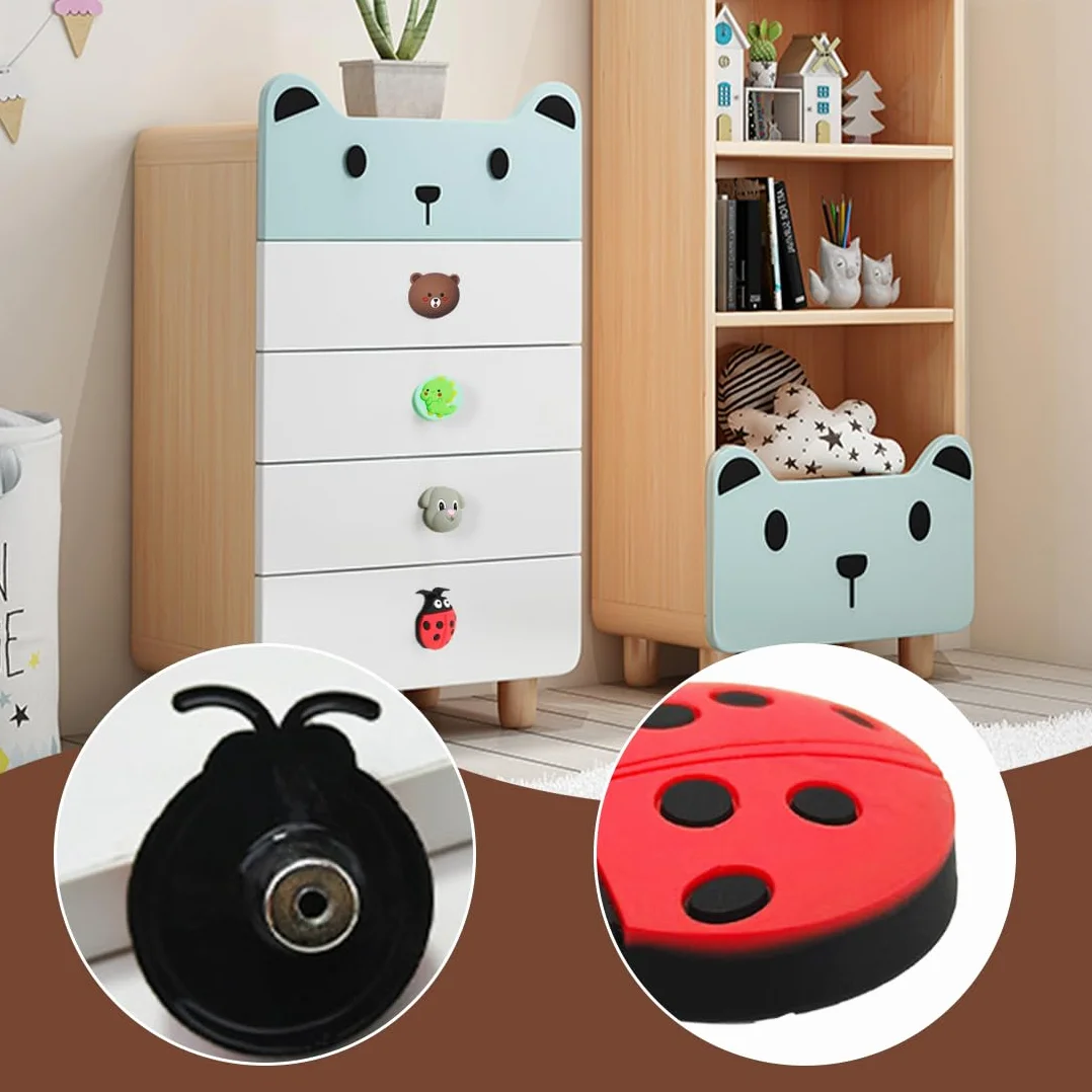 Lot De 4 Poignée Meuble Boutons D'Armoire En Caoutchouc Forme D'Animal Pour Enfants Avec Vis