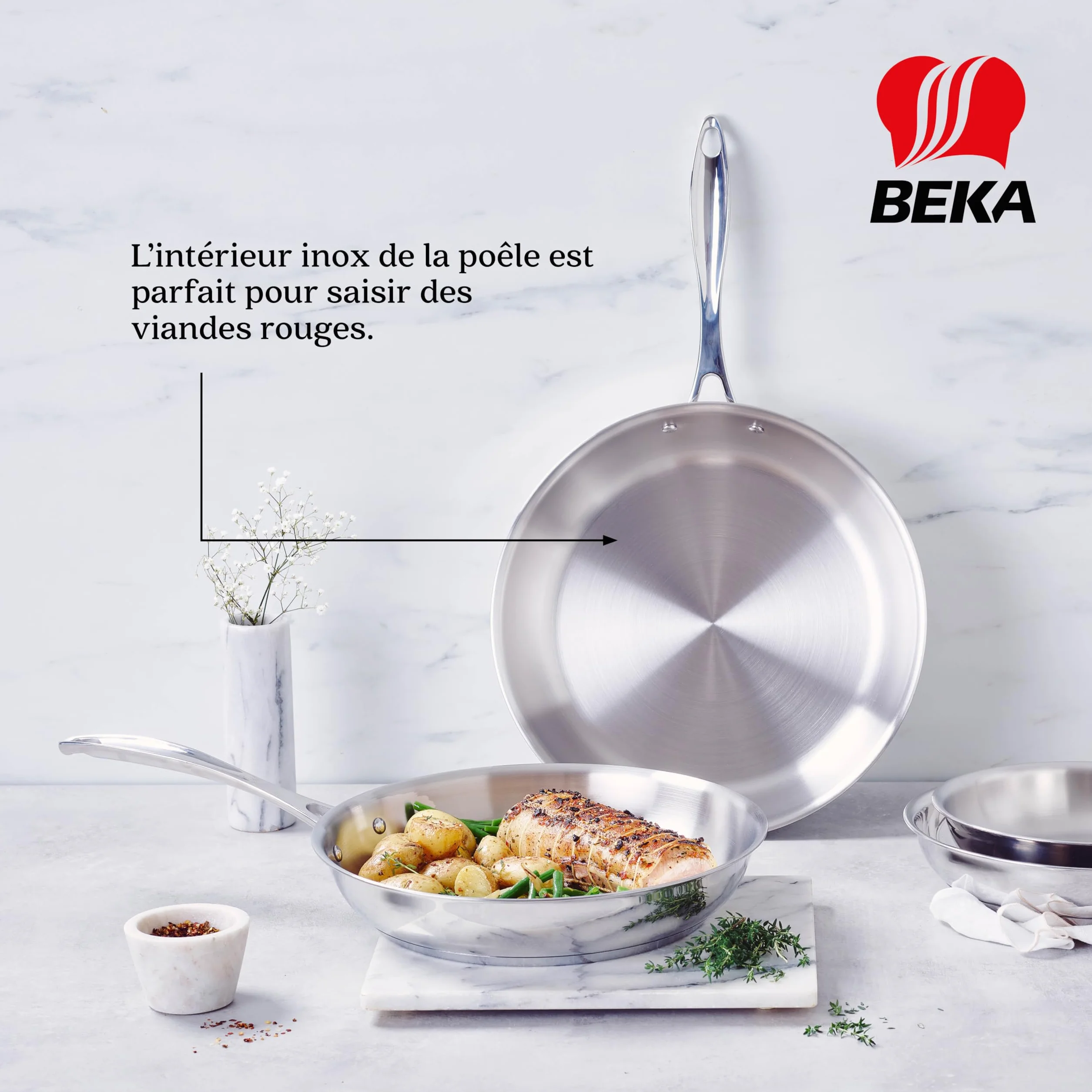 Poêle Inox 18/10 20 cm Tous Feux Compatible Induction Acier Inoxydable