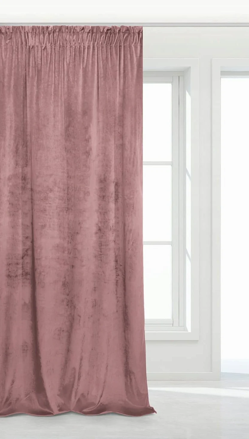 FKL DESIGN Home Deco Lot de 2 rideaux en velours opaques avec galon fronceur, en velours - 140 x 270 cm - Violet