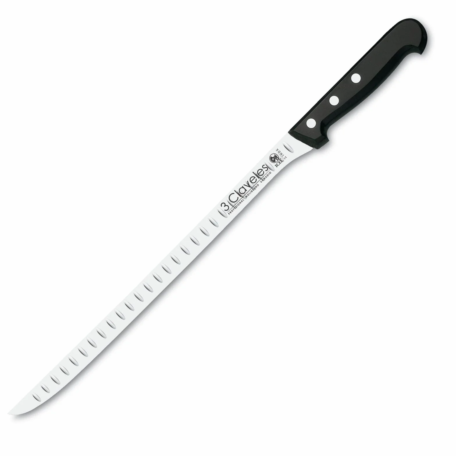 3 CLAVELES CUCHILLO JAMONERO ALVEOLADO 24 cm - 9,5"