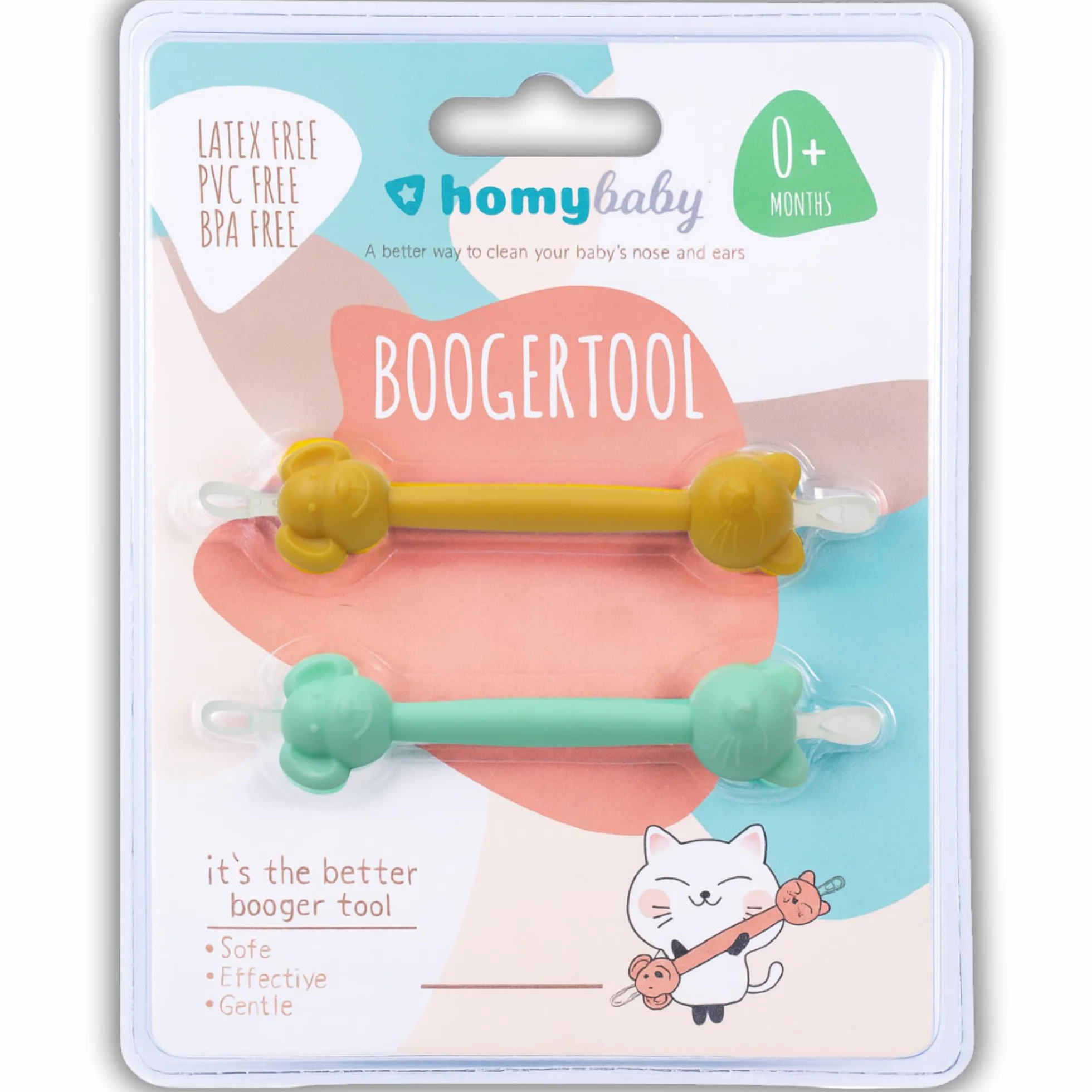 HOMYBABY Cure Nez Bebe - Nettoyeur nasal et auriculaire pour bébés - Pinces à Crottes de Nez x2