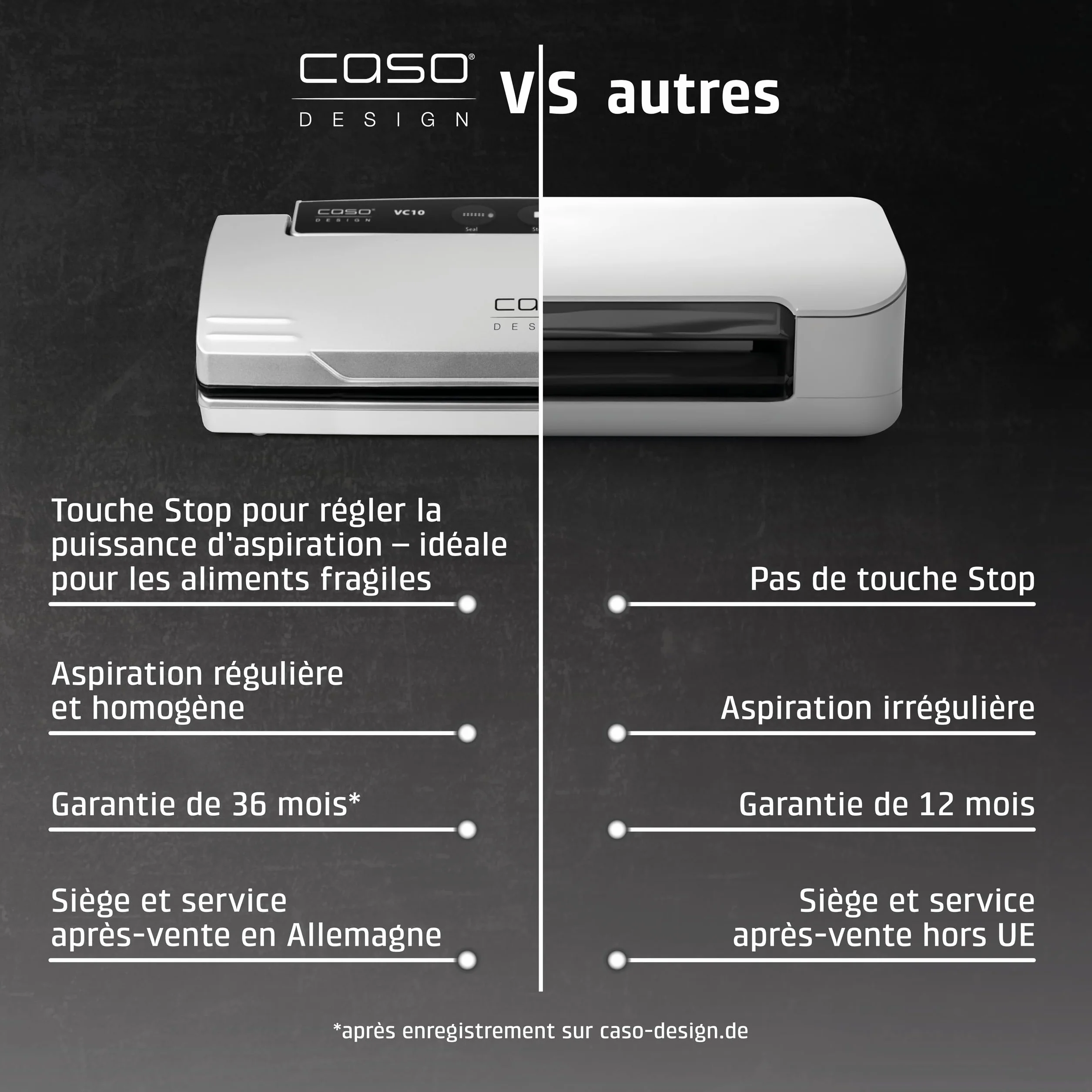 CASO VC 10 machine sous vide alimentaire barre de soudure 30 cm argenté