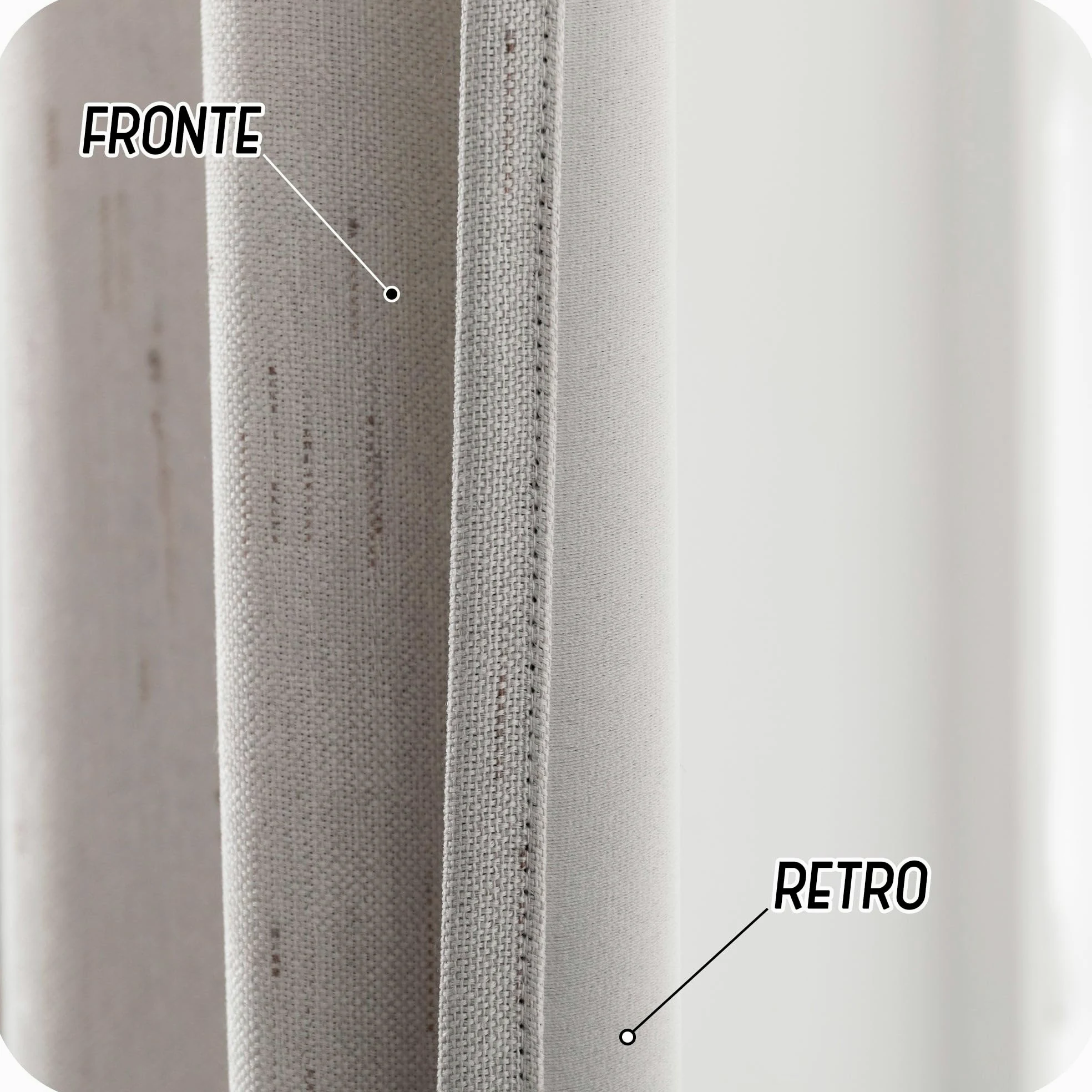 GIRASOLE HOME Paire de rideaux Pantelleria semi-opaques, anti-flamme, motif à rayures, tissu ignifuge certifié, 2 panneaux de 140x260cm avec œillets, gris clair