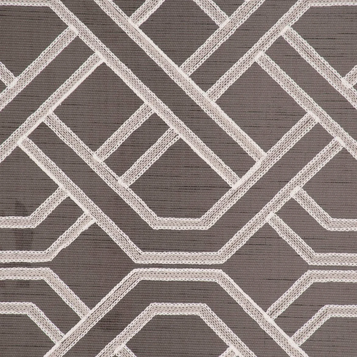 SCHÖNER LEBEN. Panneau japonais aspect batiste brodé Anthracite/gris/blanc 245 x 60 cm