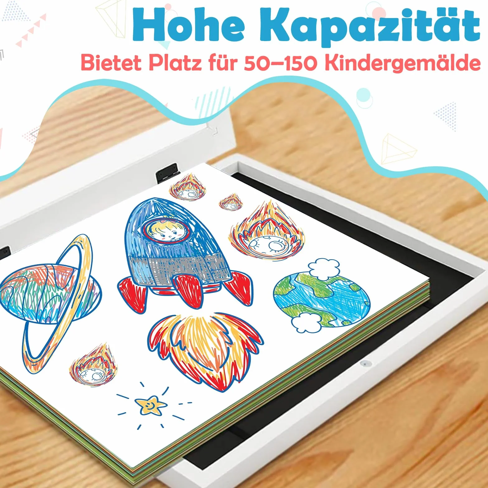 Cadre Dessin Enfant A4 Pliable pour Photos D'Enfants, Cadre Photo D'art (Blanc)
