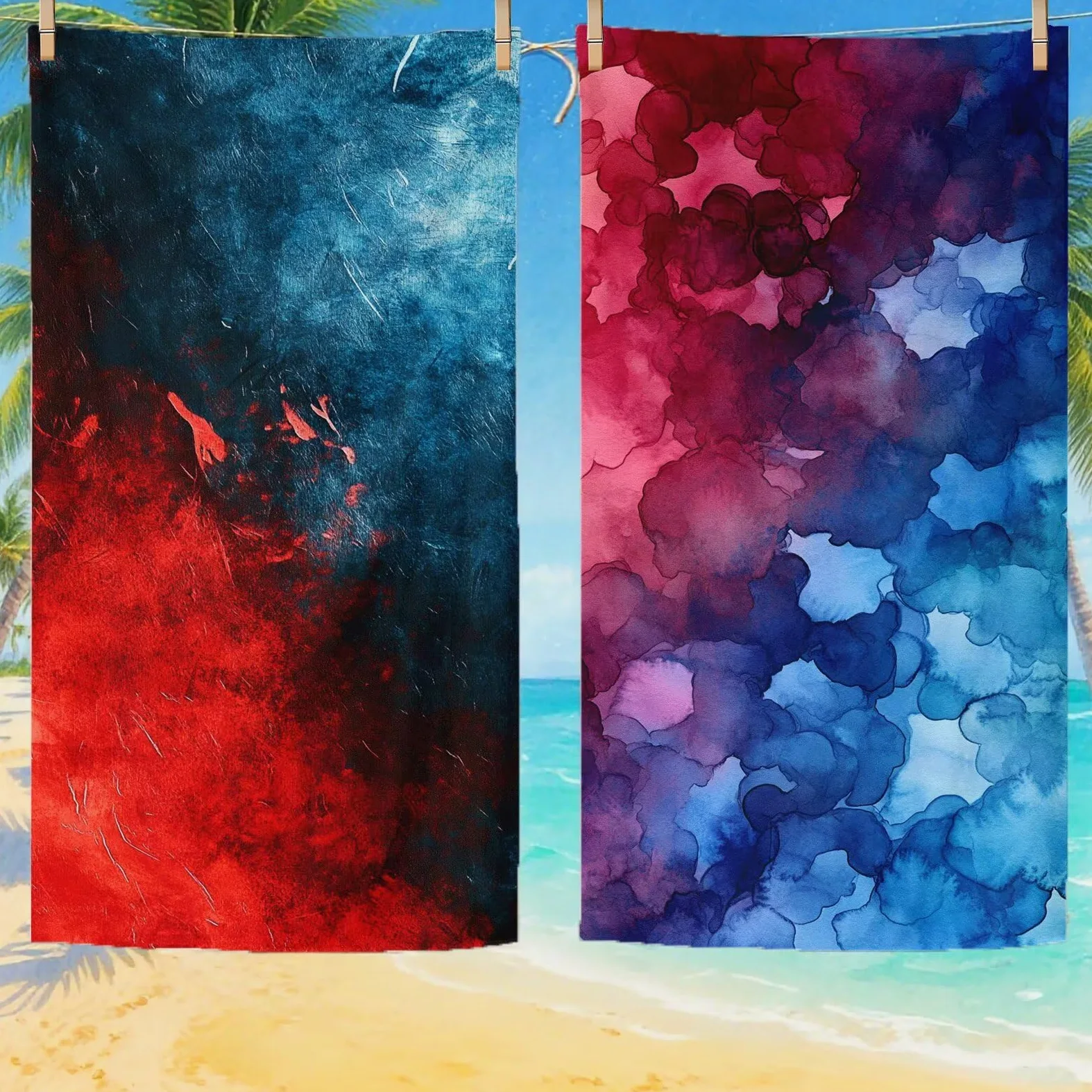 Serviette de Plage XXL 100x200 cm,Bleu Serviette Plage Microfibre avec Séchage Rapide, Anti-Sable, Absorbante Fonction Design pour Vacances Piscine Pique-Nique Voyages Yoga, Cadeau Femme Q-679