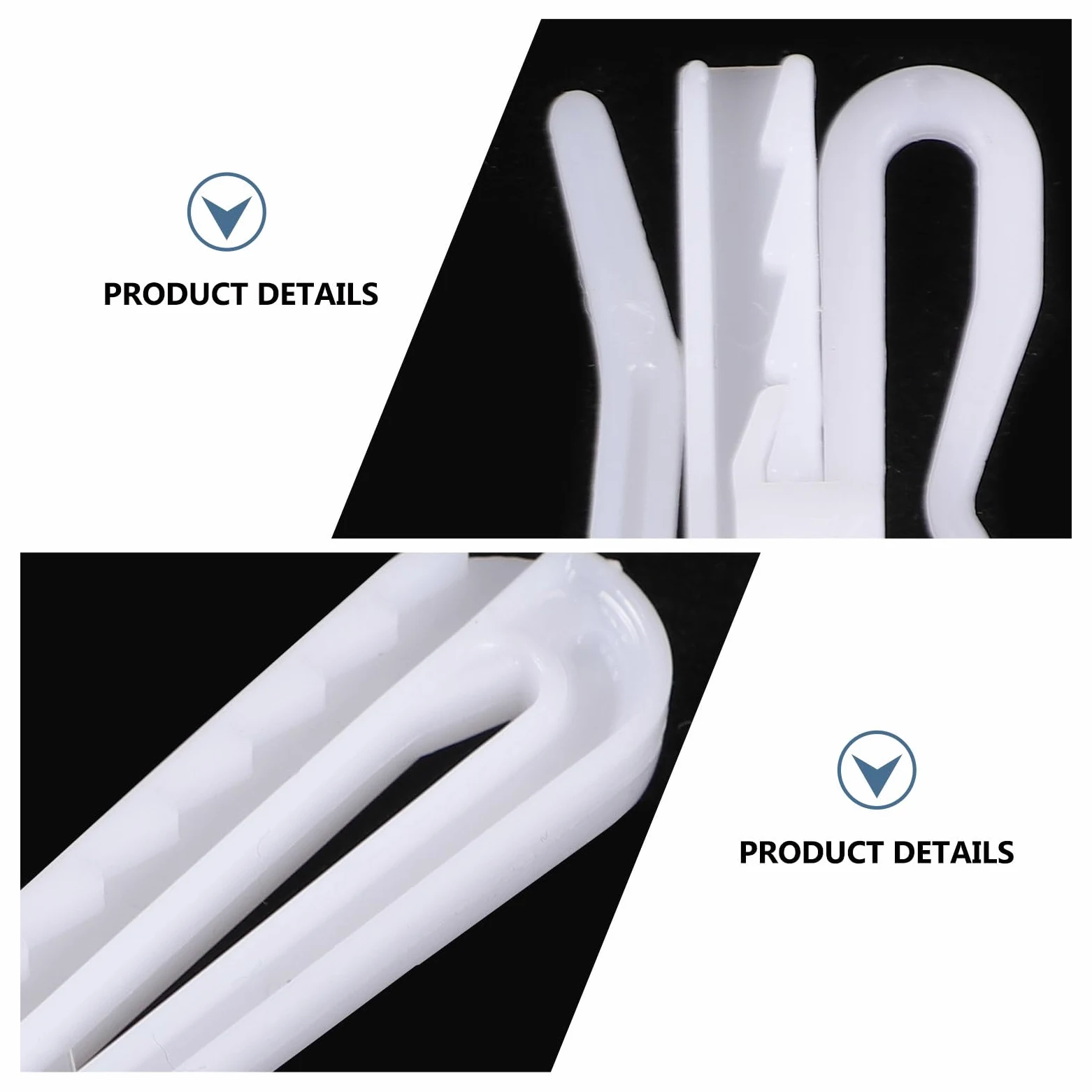 Artibetter Crochets de Rideaux Design Simple et Robuste Lot de 100 en Plastique Réglables Arrondis pour Voilage Fenêtre et Tringle sans Perçage