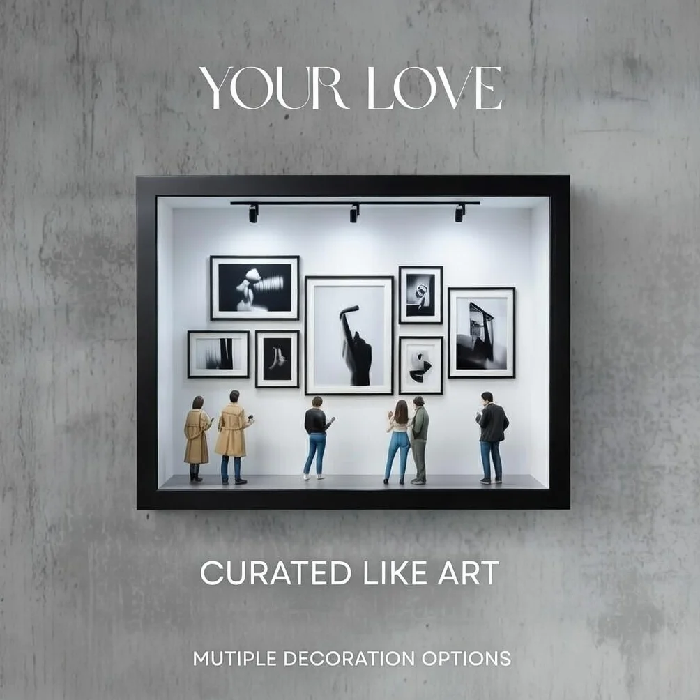 Cadre Photo Personnalisé Musée Miniature avec Figurines LED, Cadeau Saint Valentin