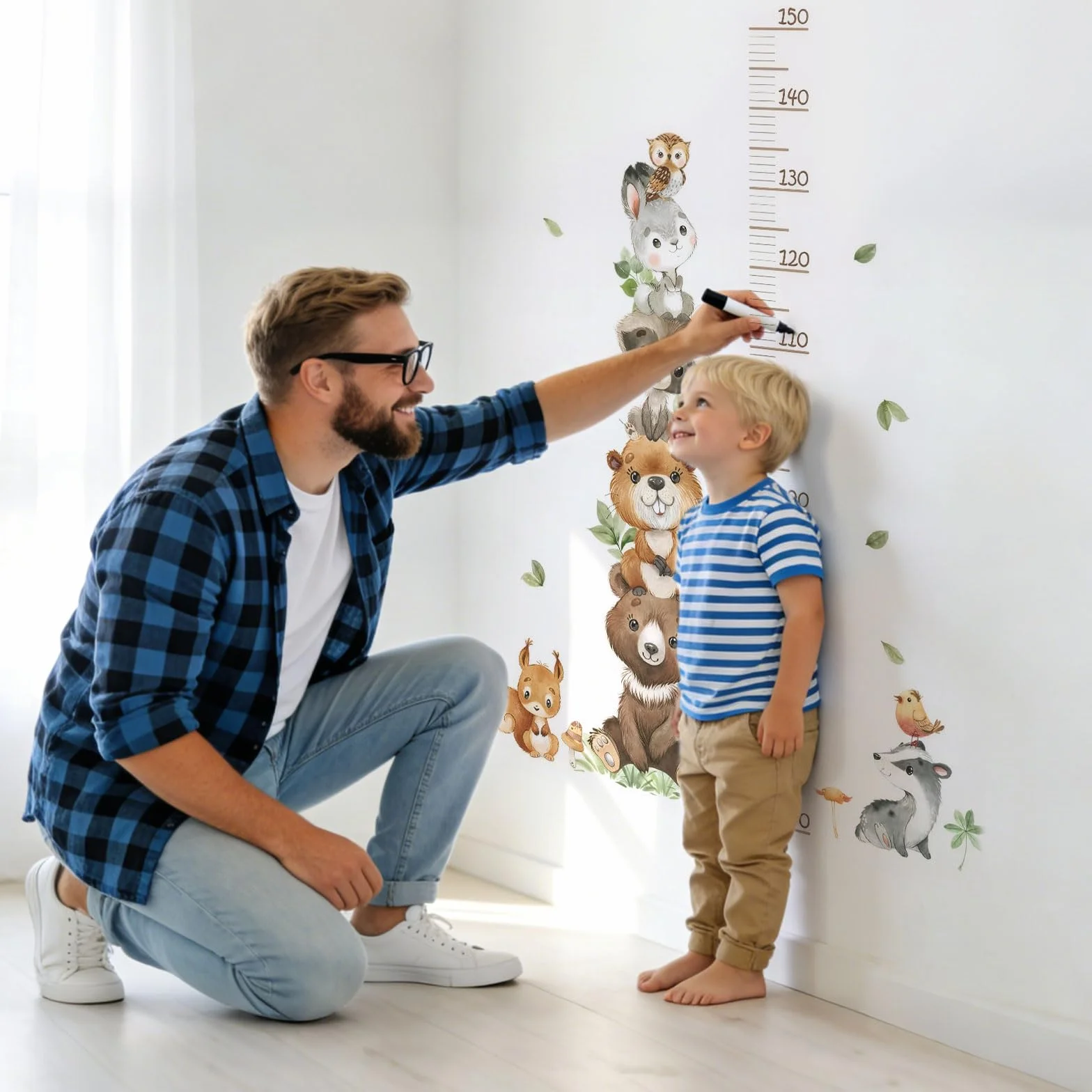 Toise Murale Enfant Sticker Animaux Tableau de Croissance Règle de Hauteur