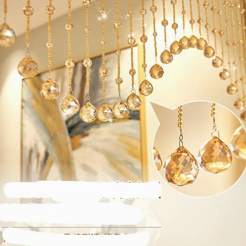 Rideau De Perles De Cristal Rideau de Ficelle Brillant en Perles de Verre Cristal for l'intérieur, for la décoration de Fond de Mariage de Luxe for la Maison(Champagne,0.5m Height 15 pc)