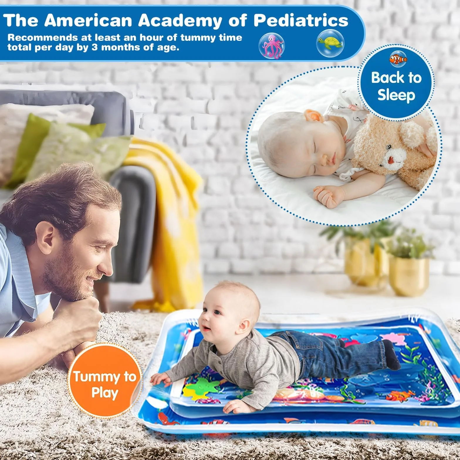 Tapis de Jeu Aquatique Gonflable Sans BPA pour Bébés 0-3 ans