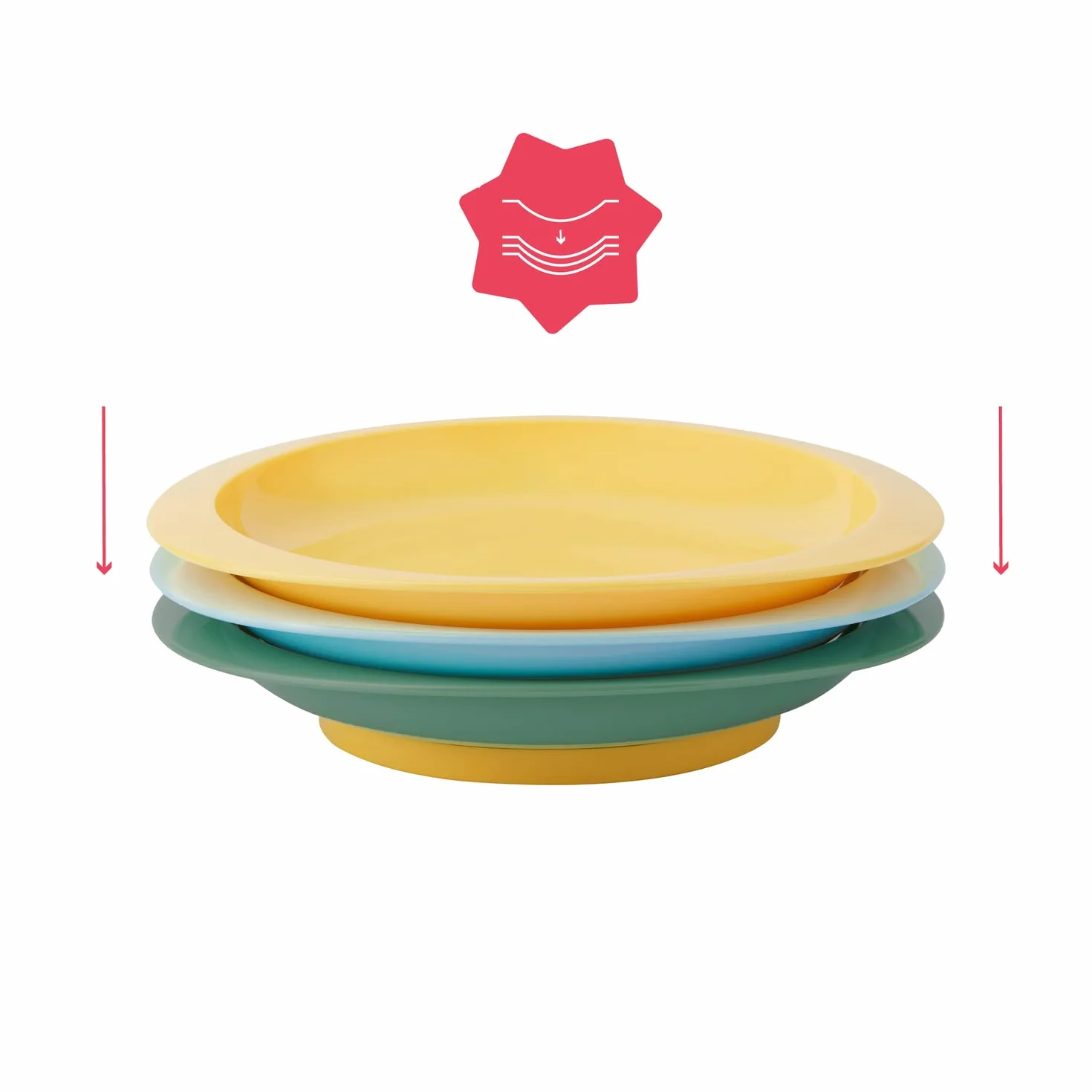 Badabulle Lot de 3 assiettes antidérapantes incassables Multicolore