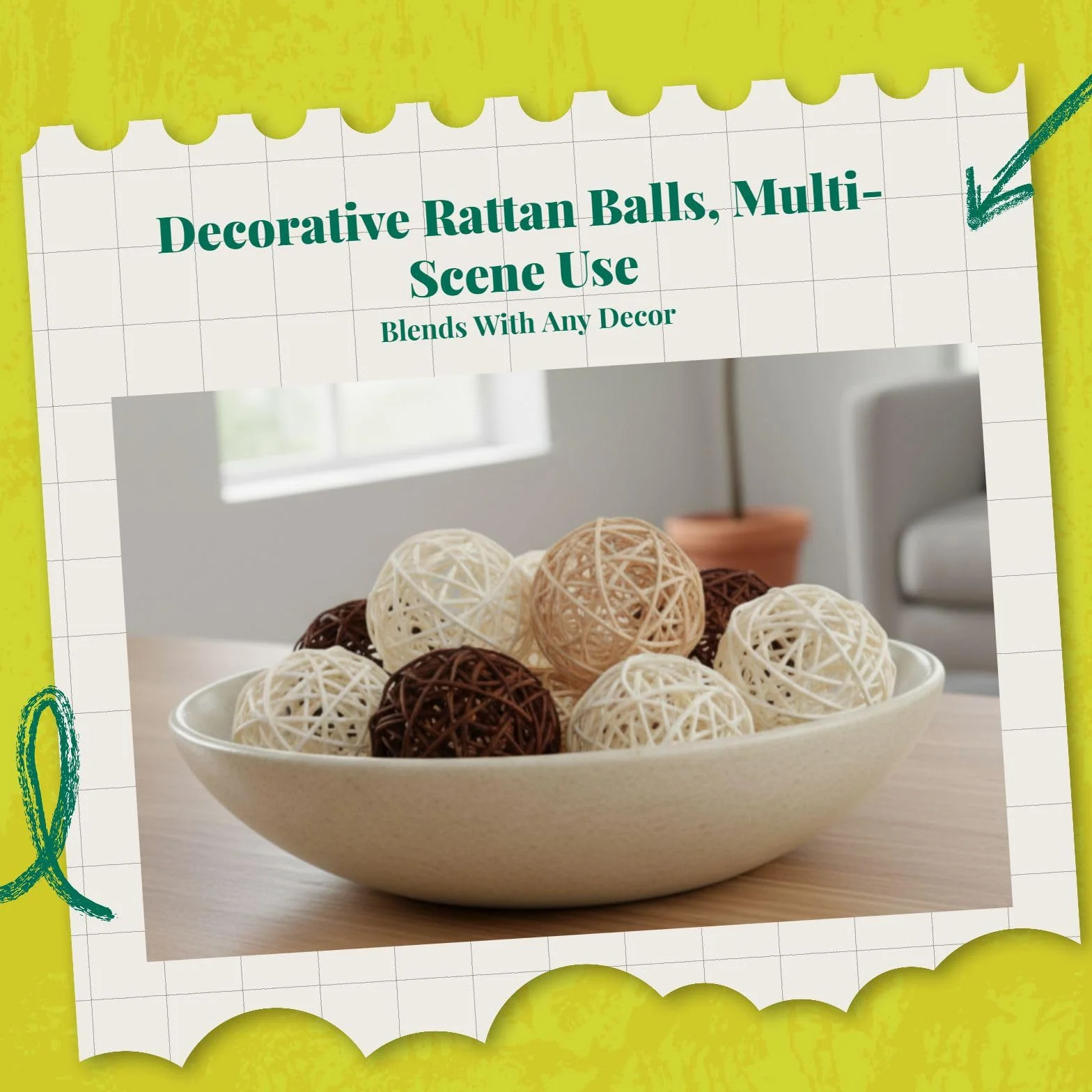 Boules décoratives en rotin, 10 pièces, décoration de la Maison, 12 cm