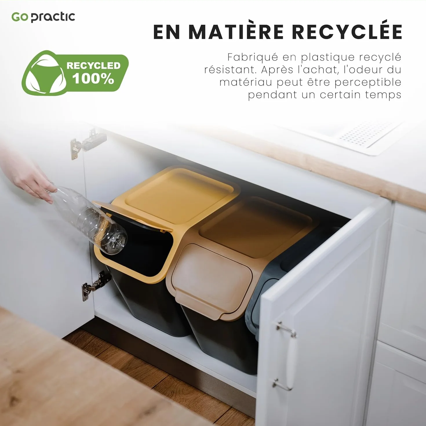 Set de Poubelles de Cuisine 4 Pièces 25L+4.5L Recyclage Biodégradable Conteneur à Déchets