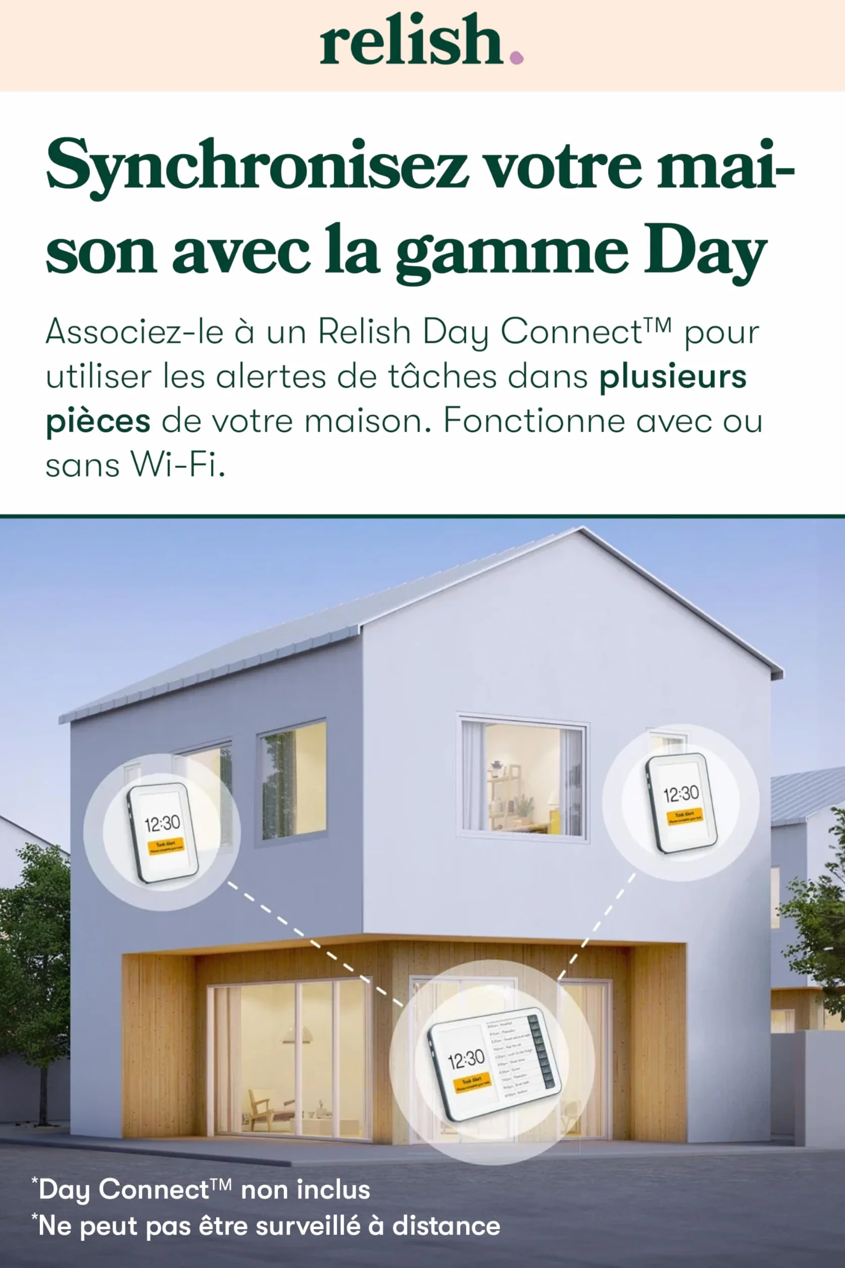 Relish Horloge numérique avec concentrateur de tâches quotidiennes calendrier grand écran