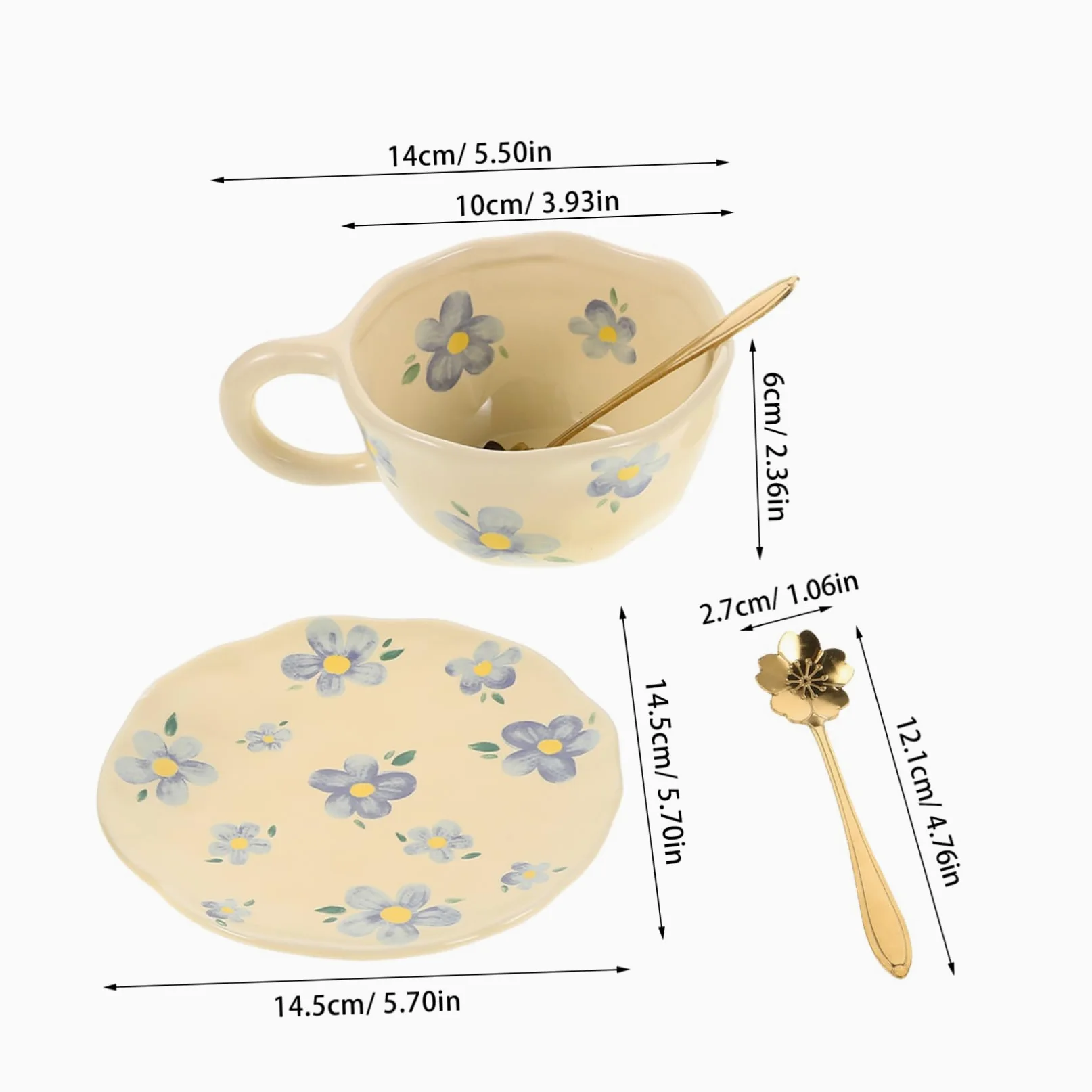 1 Set Tasse à Café en Céramique avec Soucoupe et Cuillère Design Unique Cuisine et Bureau