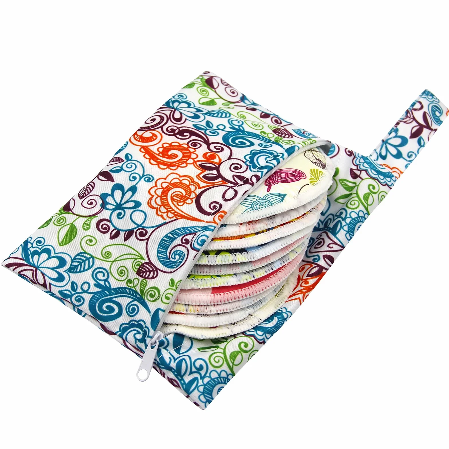 Coussinets d'allaitement en Bambou Bio Taille L 12cm – 10 lavables + Sac Humide + Sac de Lavage