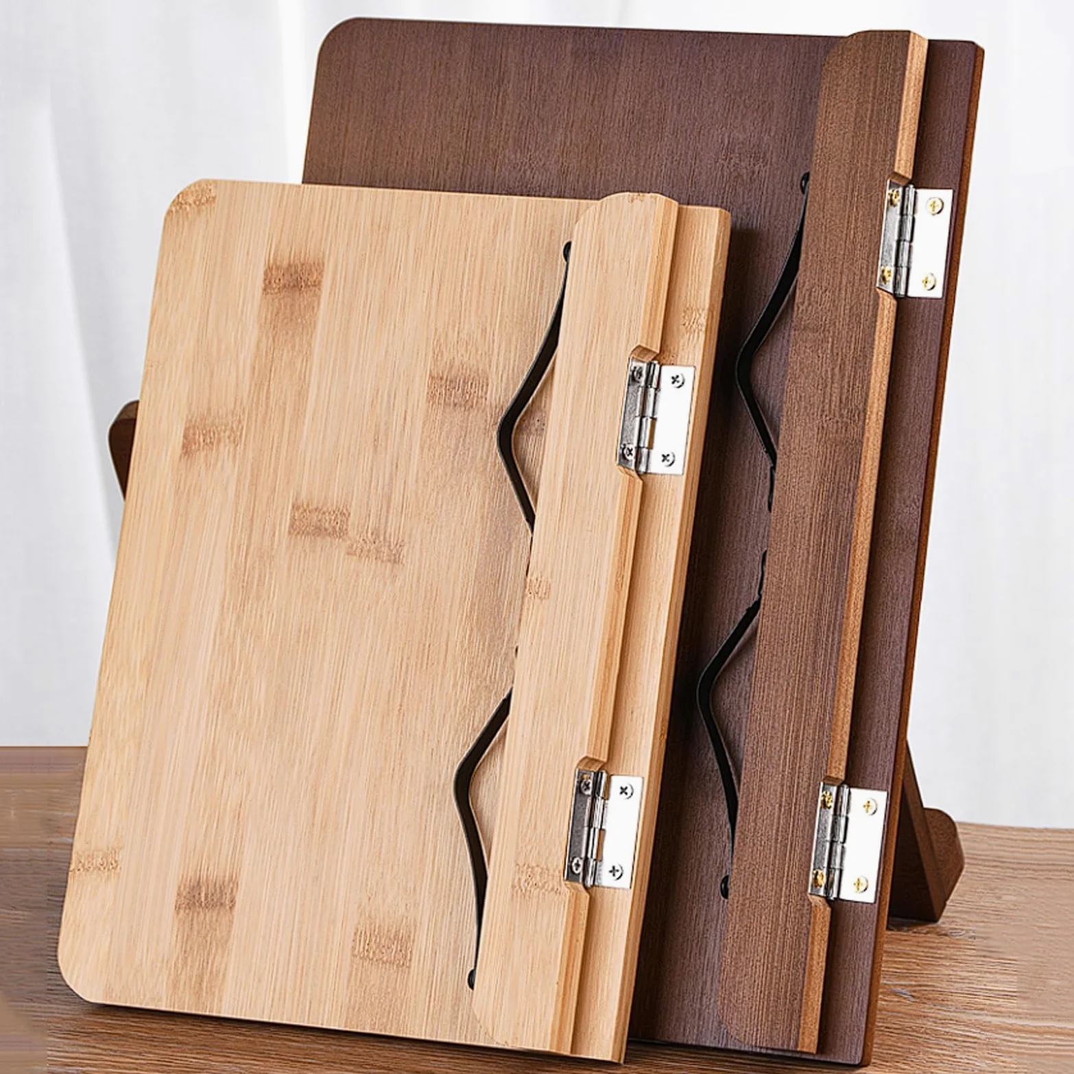 Support de lecture réglable en bambou, support livre à 6 positions for ordinateurs portables, tablettes et livres, bureau pliable for étudiants Livre de cuisine(Brown,Petit)