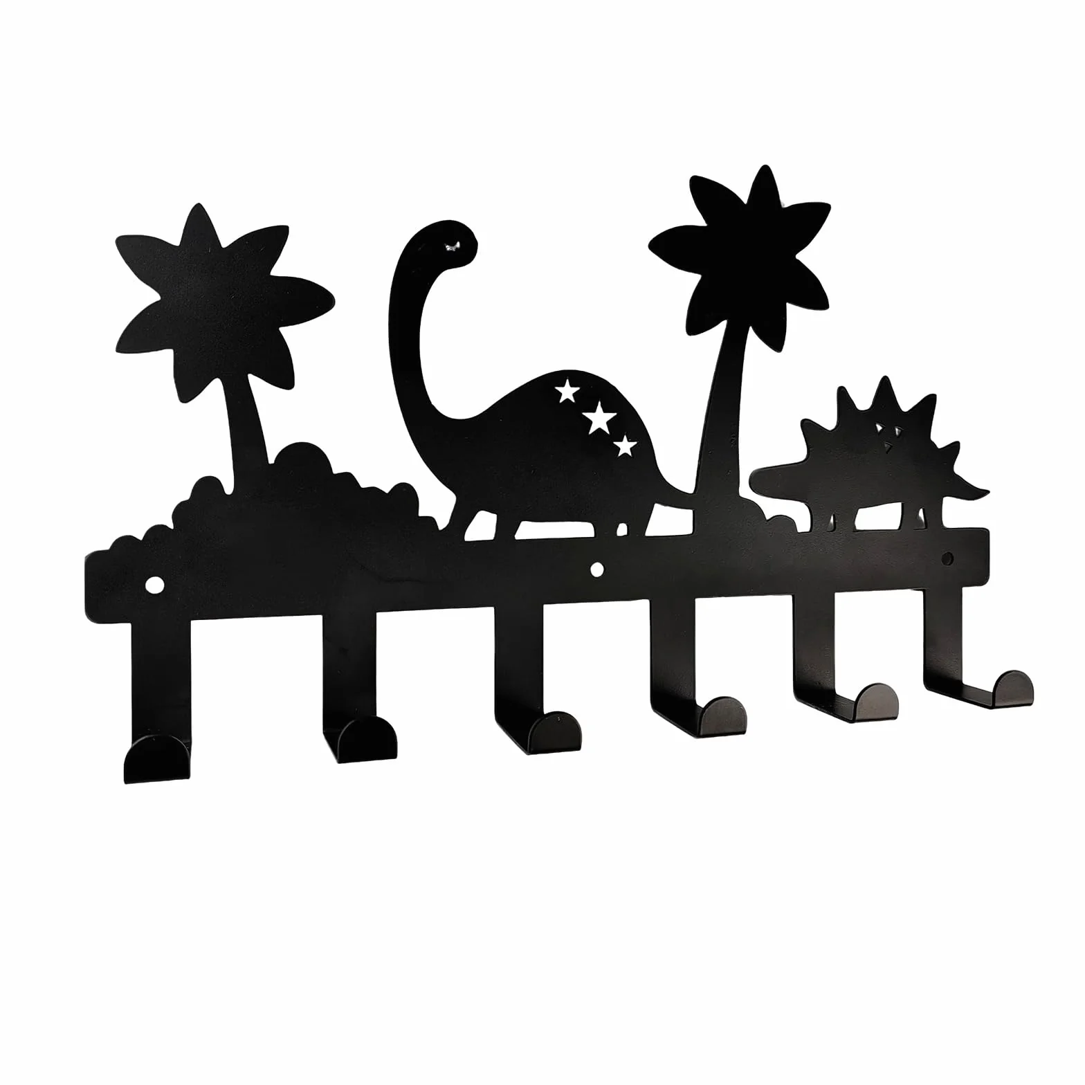 Porte-manteau mural enfants 6 crochets acier inoxydable 40 cm noir Dino-Kinder-Garderobenhaken