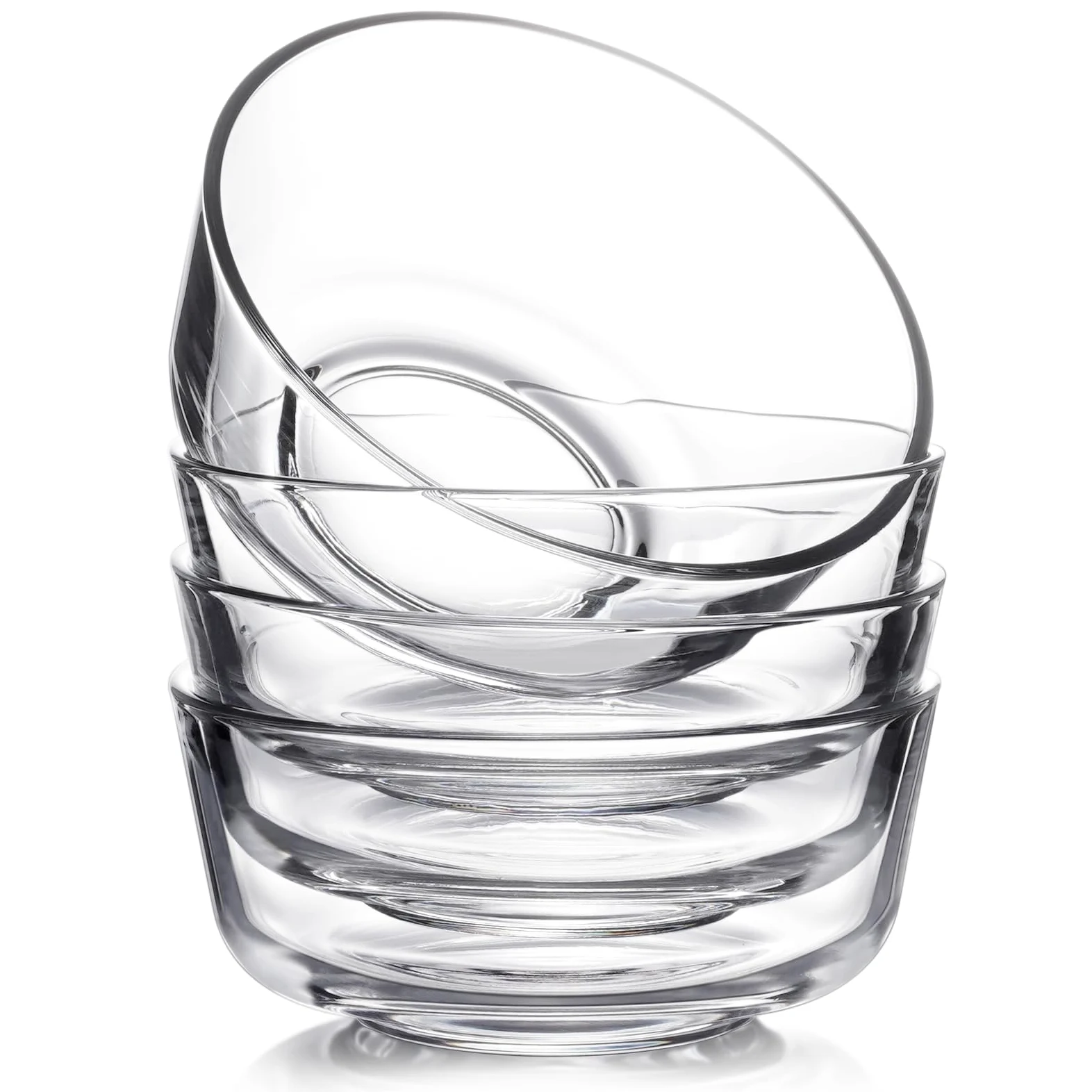 NUTRIUPS Lot de 4 petits bols à dessert en verre de 14,5 cm, petits bols à dessert en verre transparent de 590 ml pour la cuisine