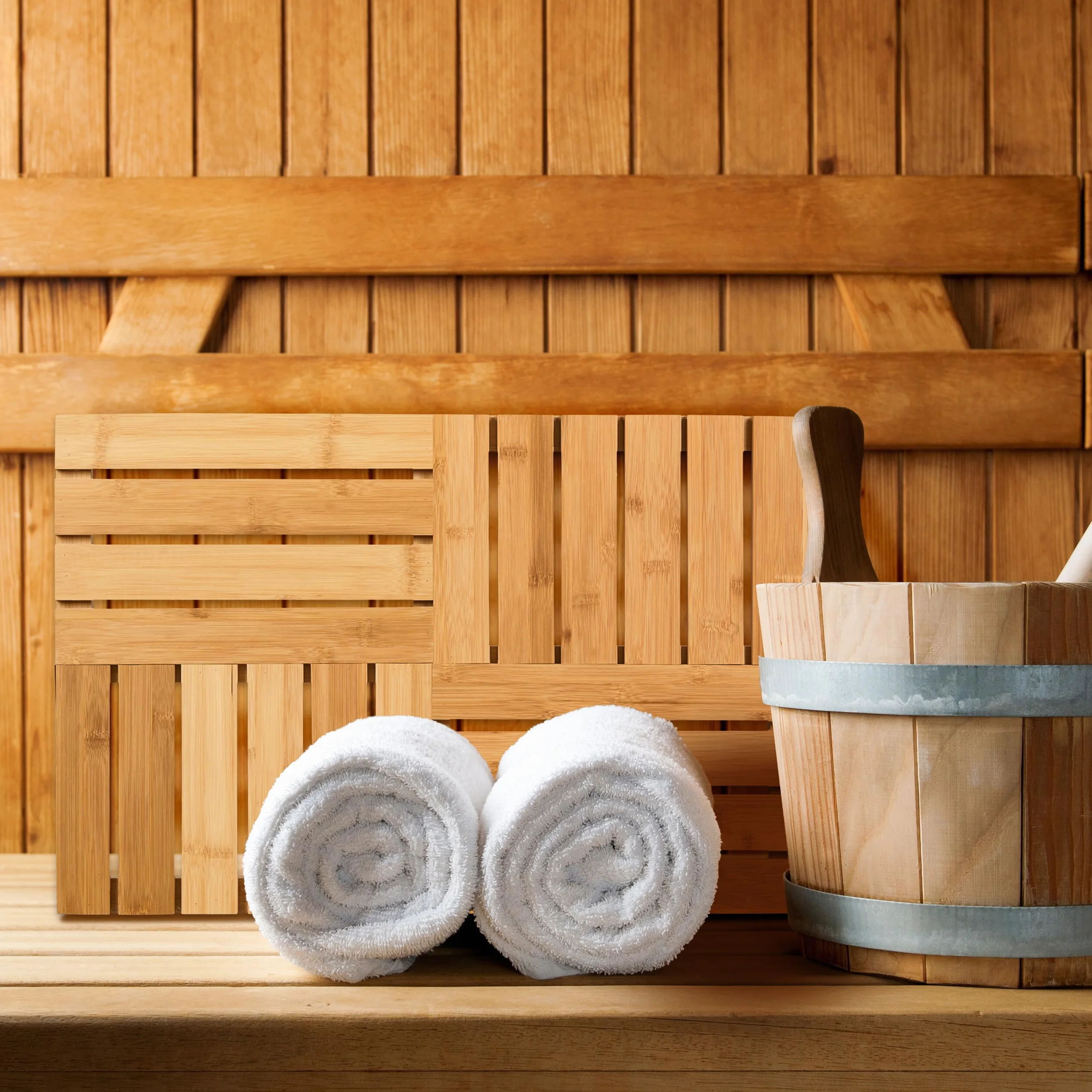 Relaxdays Tapis de Bain en Bambou 61x40 cm Antidérapant pour Sauna Baignoire Piscine
