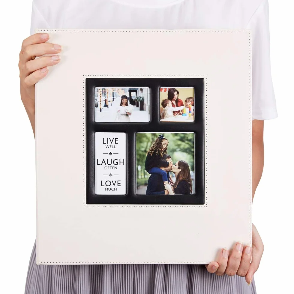 Grand Geant Album Photo 10x15 1000 Pochette Cuir Tissu Horizontal Vertical Beige