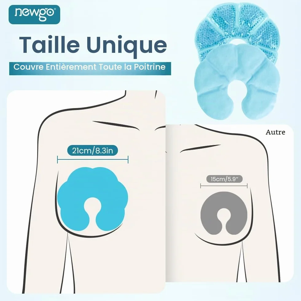 NEWGO Lot de 2 coussinets rafraîchissants 3 en 1 pour allaitement, compresses de refroidissement et chauffage