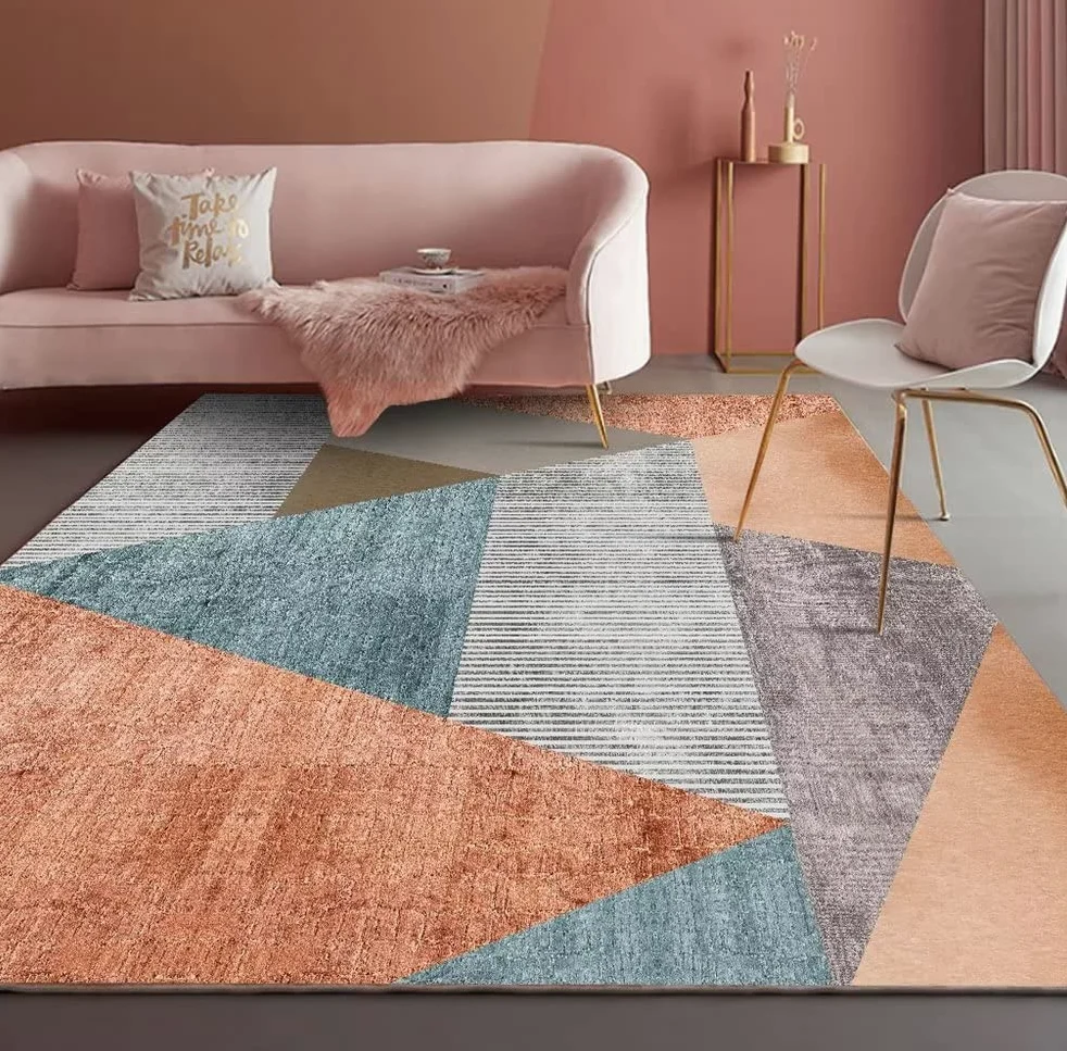 Tapis Chambre Gris Descente De Lit Chambre Orange Gris Rectangle Moderne Salle à Manger décoratif Tapis de Sol à la Maison Tapis Chevet 70X140CM