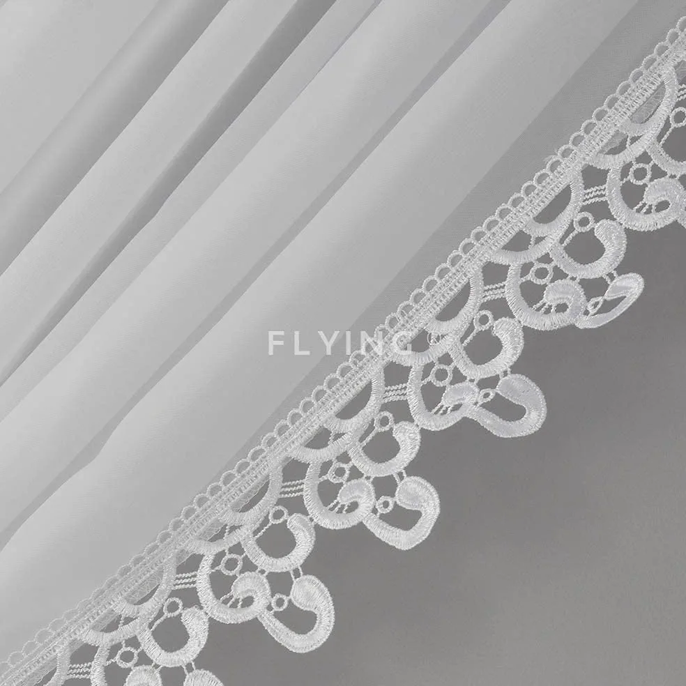FKL DESIGN Home Deco LB-11-A Rideau de Porte de Balcon - Rideau prêt à l'emploi - en Voile avec Gypse - Ruban fronceur - Long - Moderne - Blanc - 250 x 400 cm - LB-11-A (250 x 600 cm)
