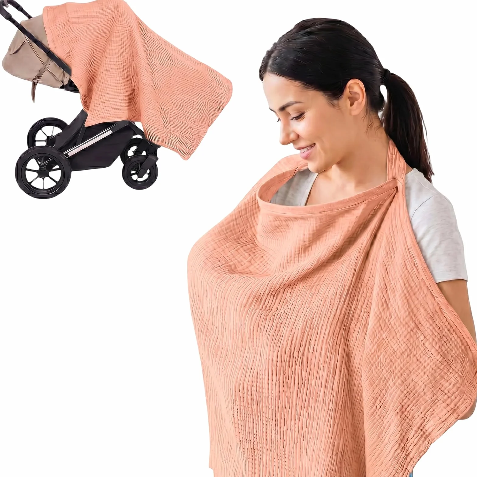 Couverture d'allaitement 100% coton tablier d'allaitement Rose