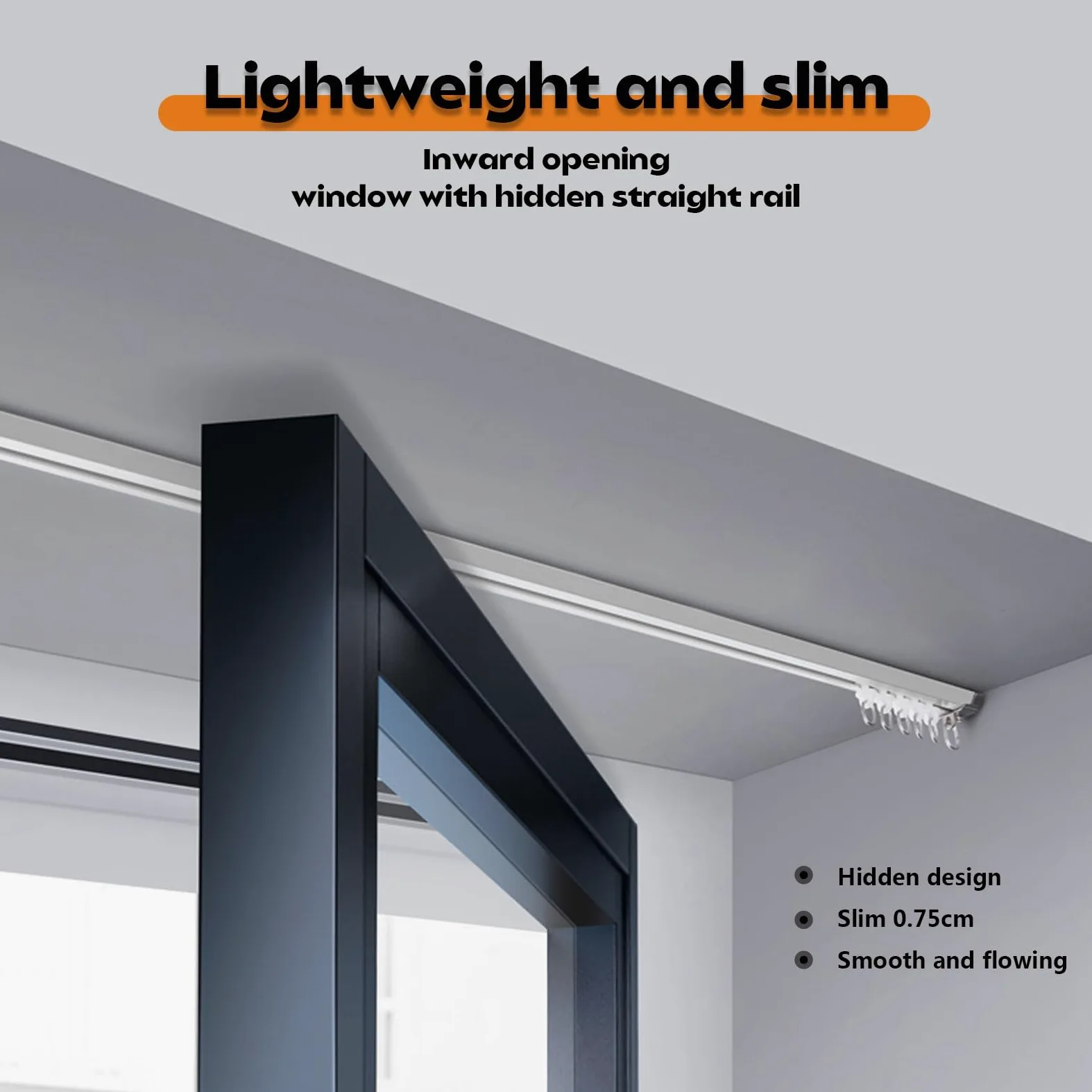 Tringle à rideaux ultra fine blanche de 120 cm avec embouts en alliage et support caché – Tringle à rideaux lisse et silencieuse pour une décoration d'intérieur élégante et une installation facile