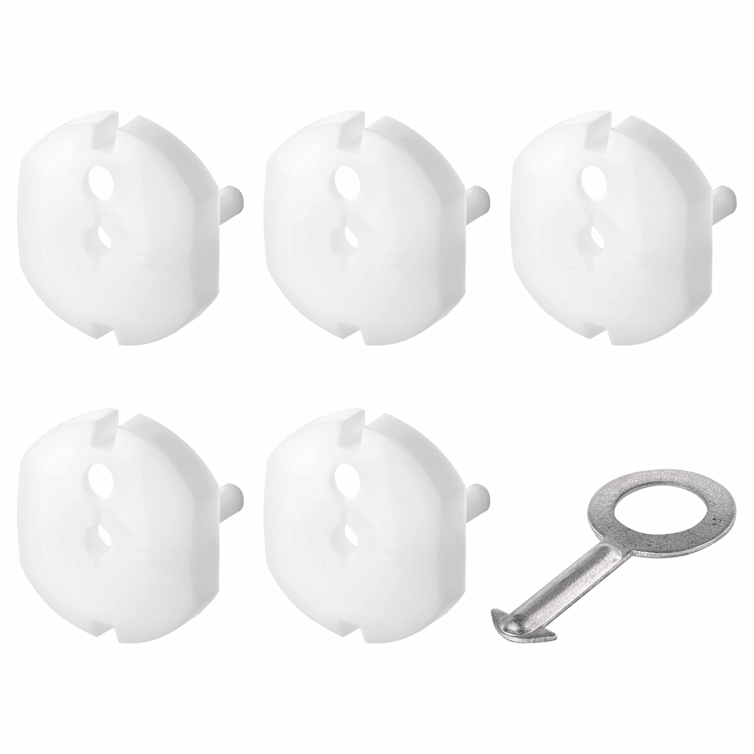 EMOS Cache-prises avec clé 5 pièces Protection blanche