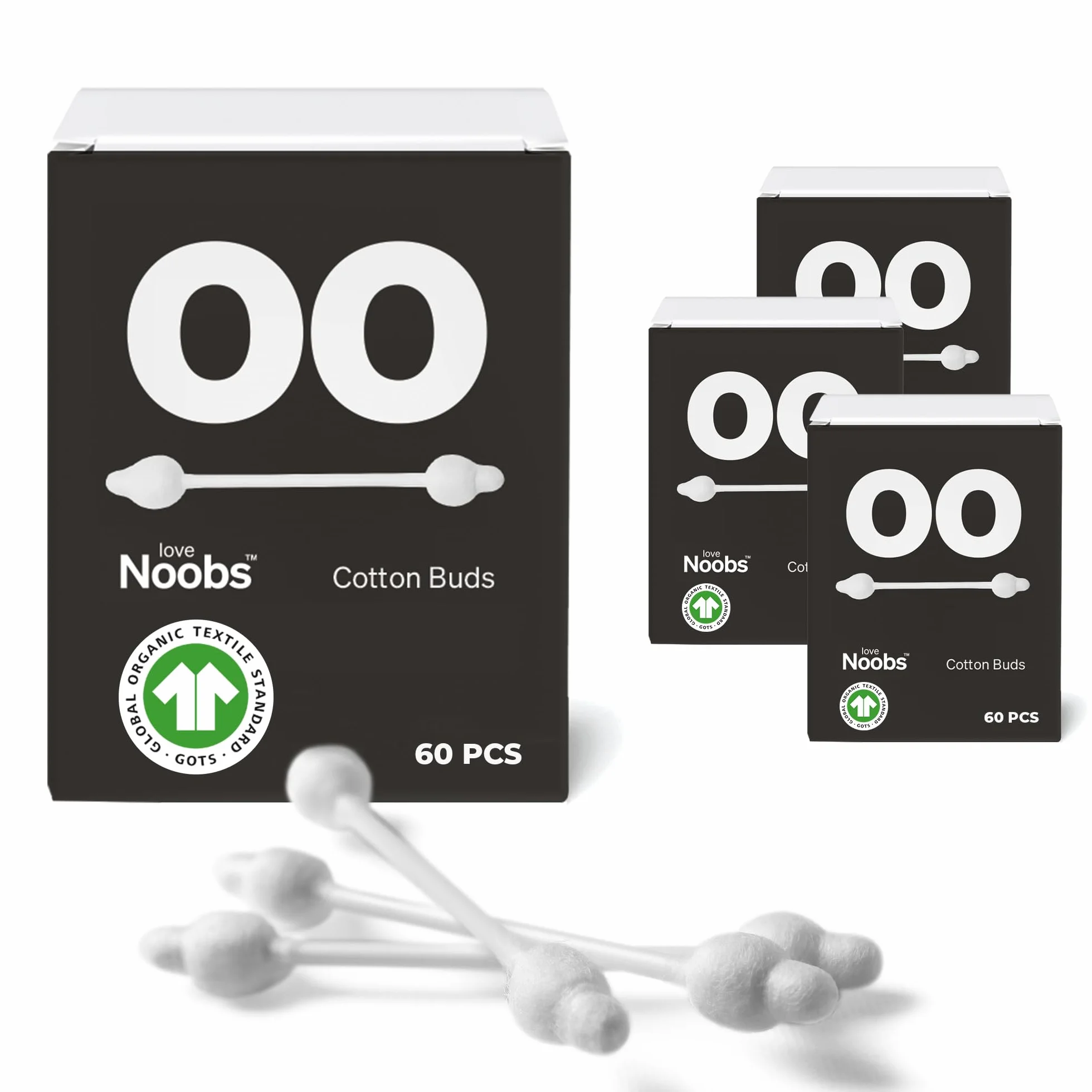 Love Noobs Bâtonnets de Sécurité Bébé 100% Coton-tige Biologique 240 Pièces