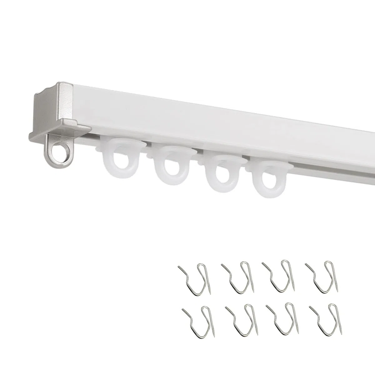 Système de rail de plafond encastré avec crochets et vis – Barre de séparation de pièce de 10 m / 32.8ft pour salon, chambre à coucher, douche et placard – Design élégant et polyvalent blanc