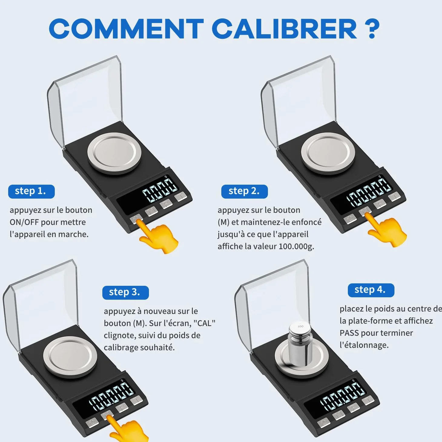 Rechargeable par USB 100g/0.001g Balance de Precision Milligrammes Balance de Poche Balances de Bijoux,Balance de Cuisine Apply to Weighing La Poudre,Bijoux, Or Poche avec Poids D'étalonnage