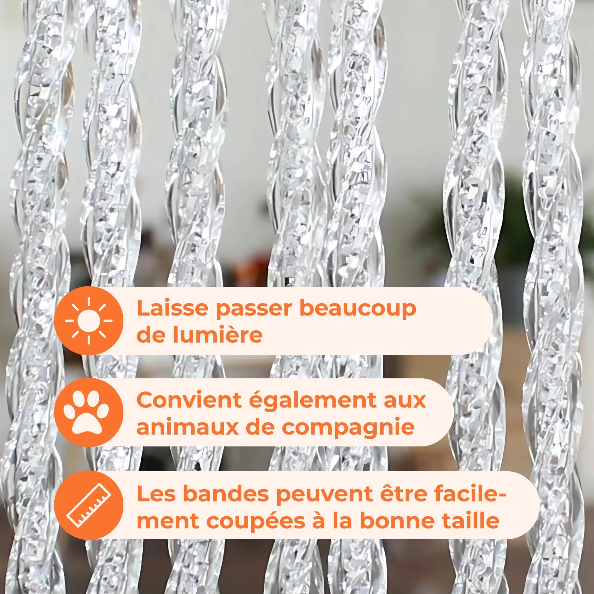 Trente Rideau de Porte Luxe Orchidea Transparent, différentes Tailles, 100 x 220 cm