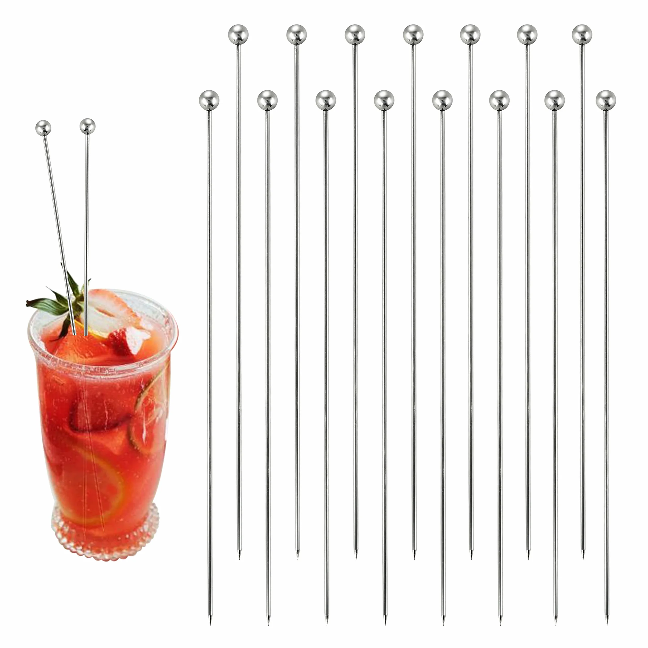 Brochettes à cocktail en métal acier inoxydable 20,3 cm réutilisables Mary Martini