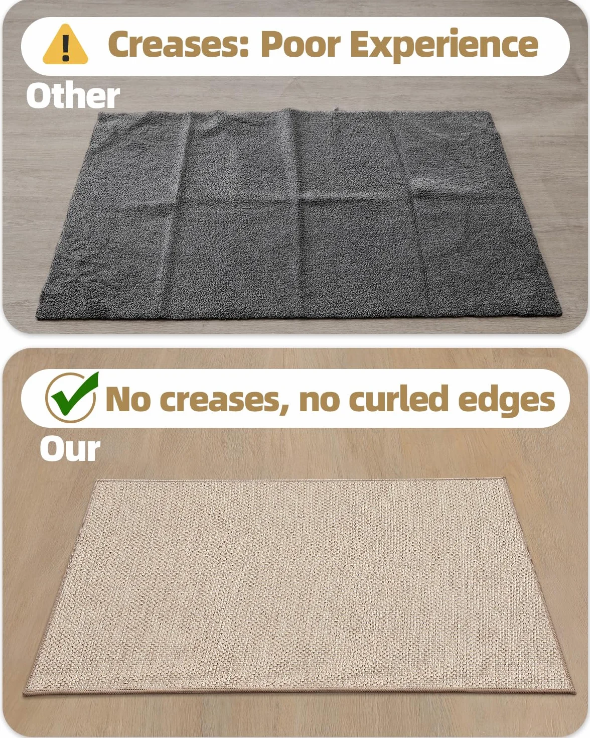 COLOR&GEOMETRY Tapis de Porte Antidérapant 44x75cm Absorbant l'eau Lavable Beige