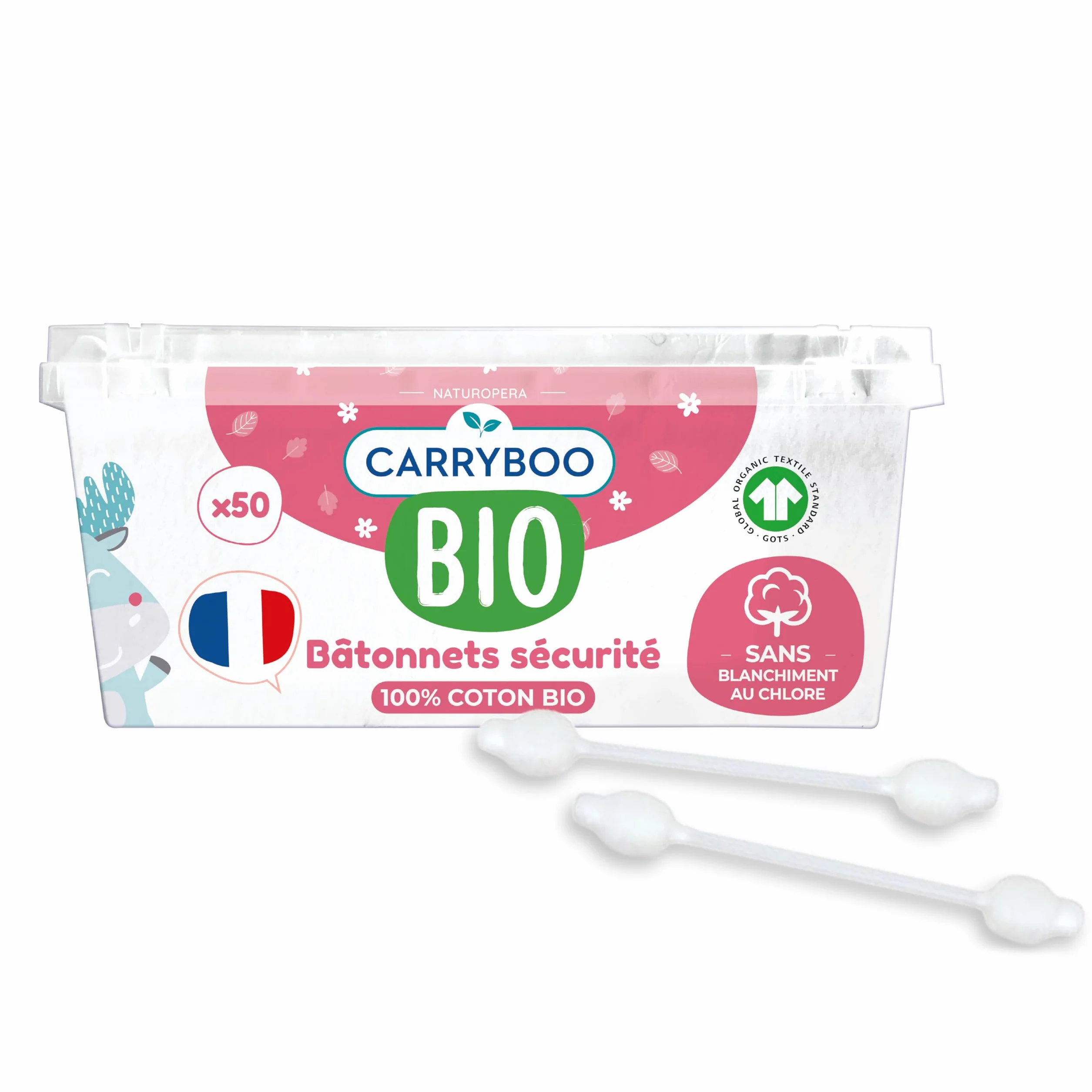 Bâtonnets Sécurité bébé Coton Bio Boite 50