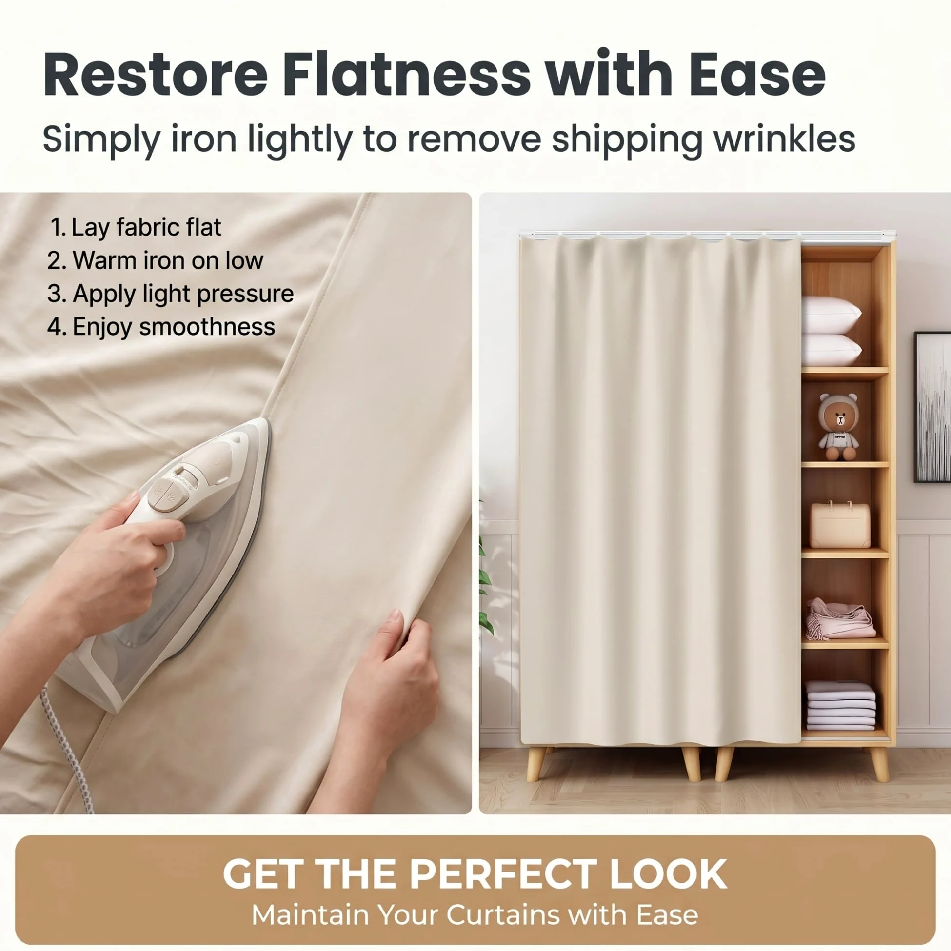 Rideau Placard sans Perçage, Auto-adhésif/Anti-Poussière Rideau Cuisine&sous Evier, Peluche Courte Rideau Occultant Court, Rails Coulissants Cuisine/Salle Bain/Dressing(Gray-a,200 x 150 cm)