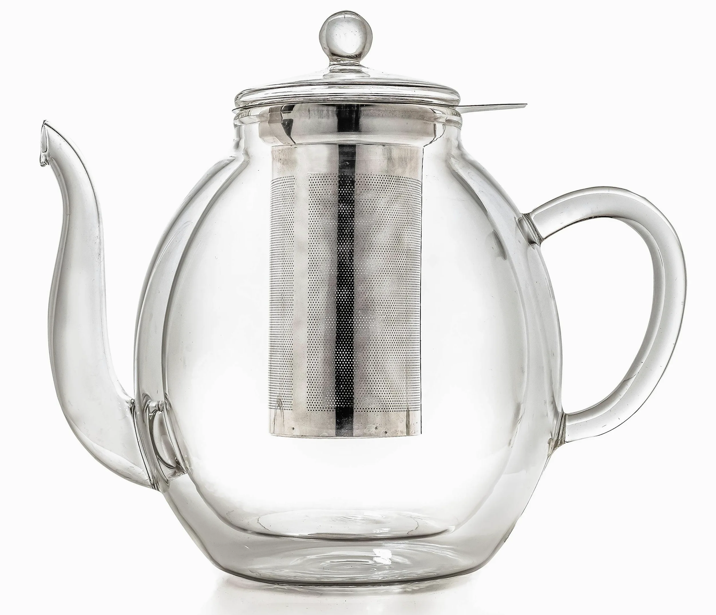 Creano Théière en verre à double paroi 1,4 l avec filtre en acier inoxydable – Théière isotherme anti-goutte pour thé en vrac et fleurs de thé
