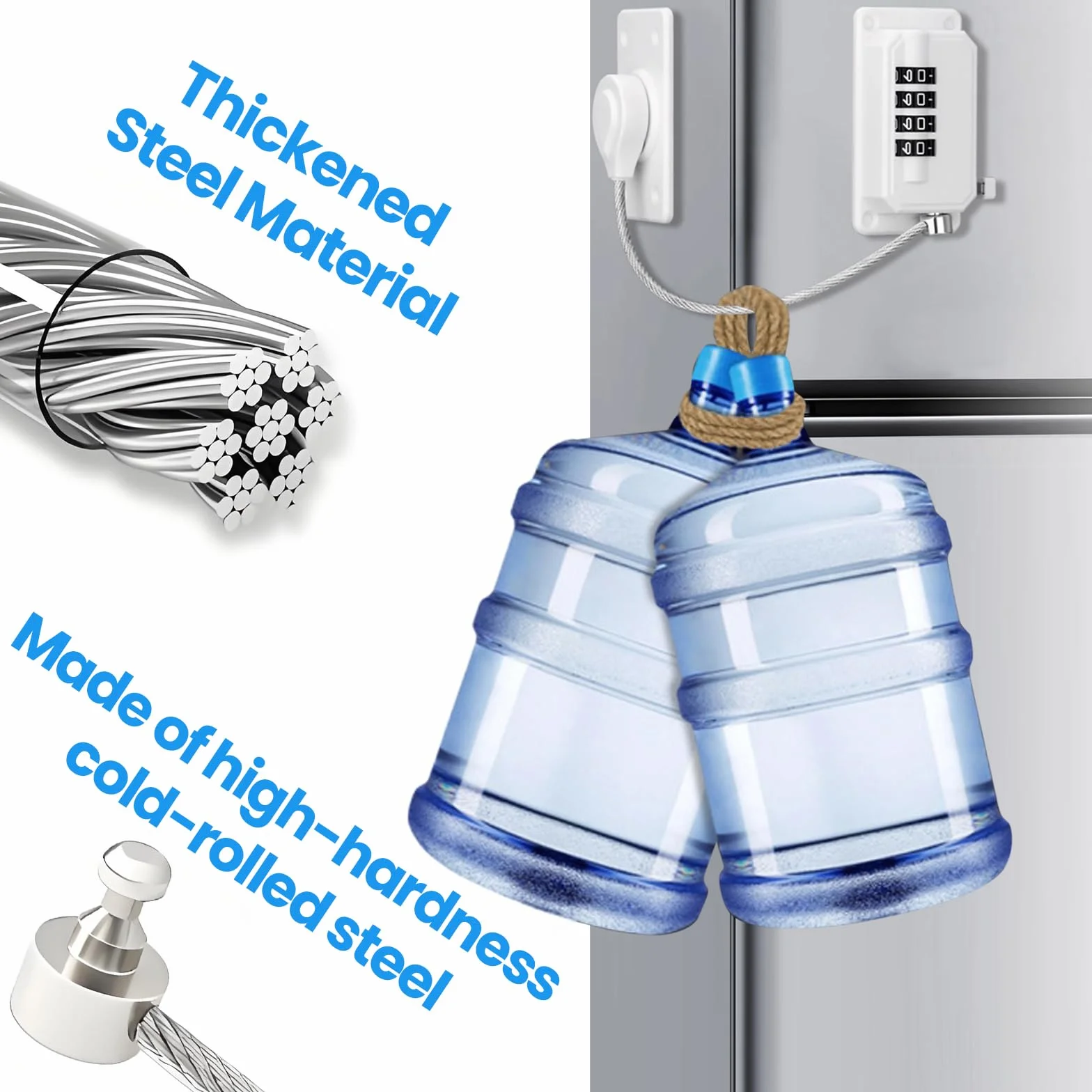 Cadenas Frigo Enfant Serrure Réfrigérateur Combinaison Sécurité Fenêtre Sans Percage Verrou Placard Rotatif 360° Blanc 2 Pièces
