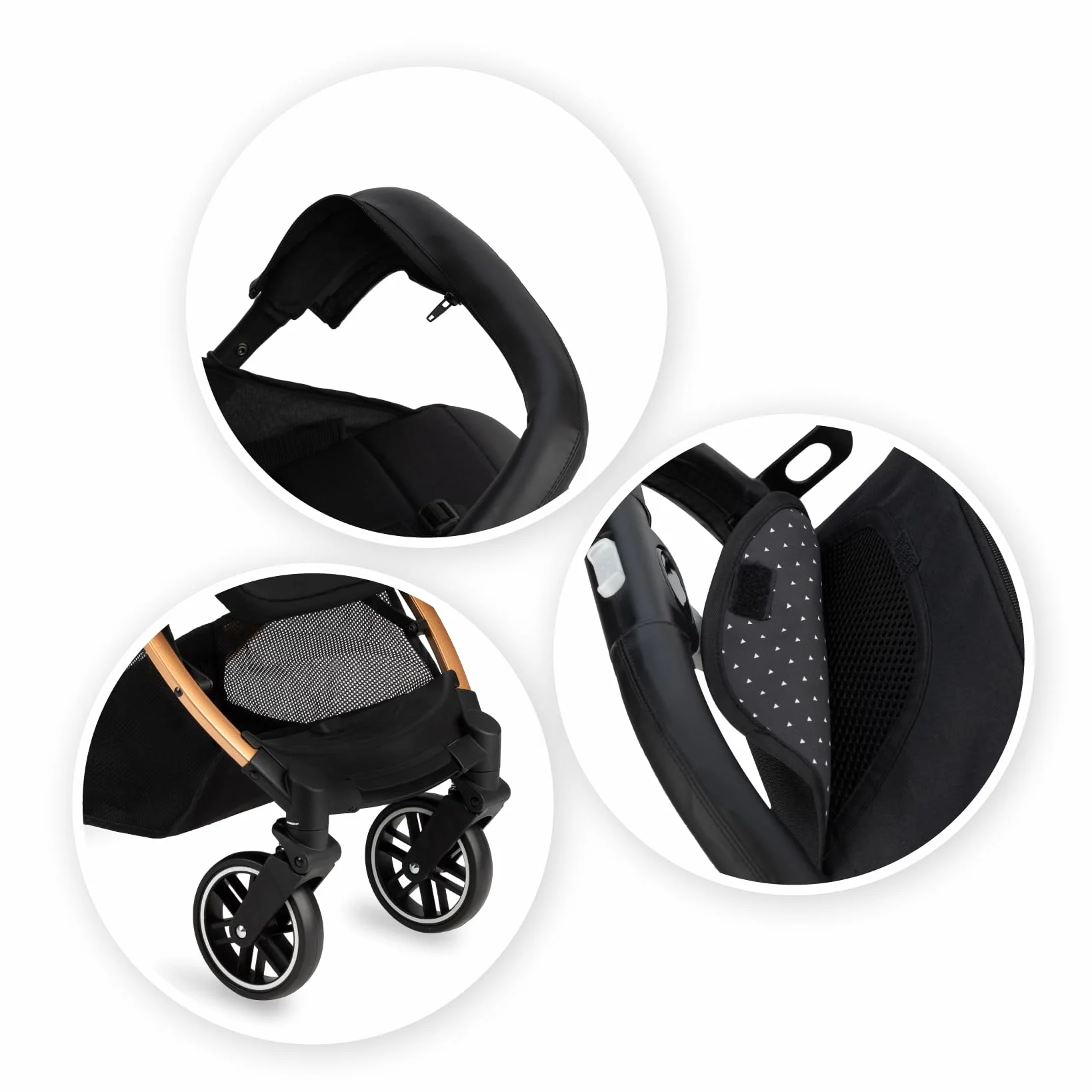 MoMi ESTELLE Poussette compacte légère pliable 6 mois 15 kg dossier inclinable repose-pieds réglable roues amorties grand panier harnais 5 points